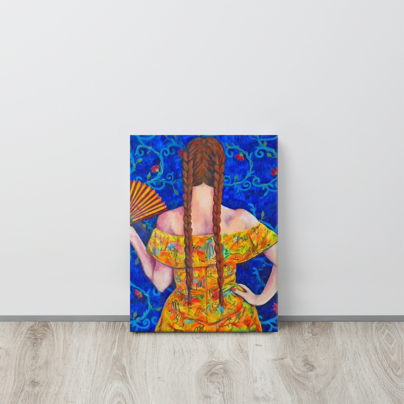 Canvas Print "Lady with a fan and a Pollock dress"