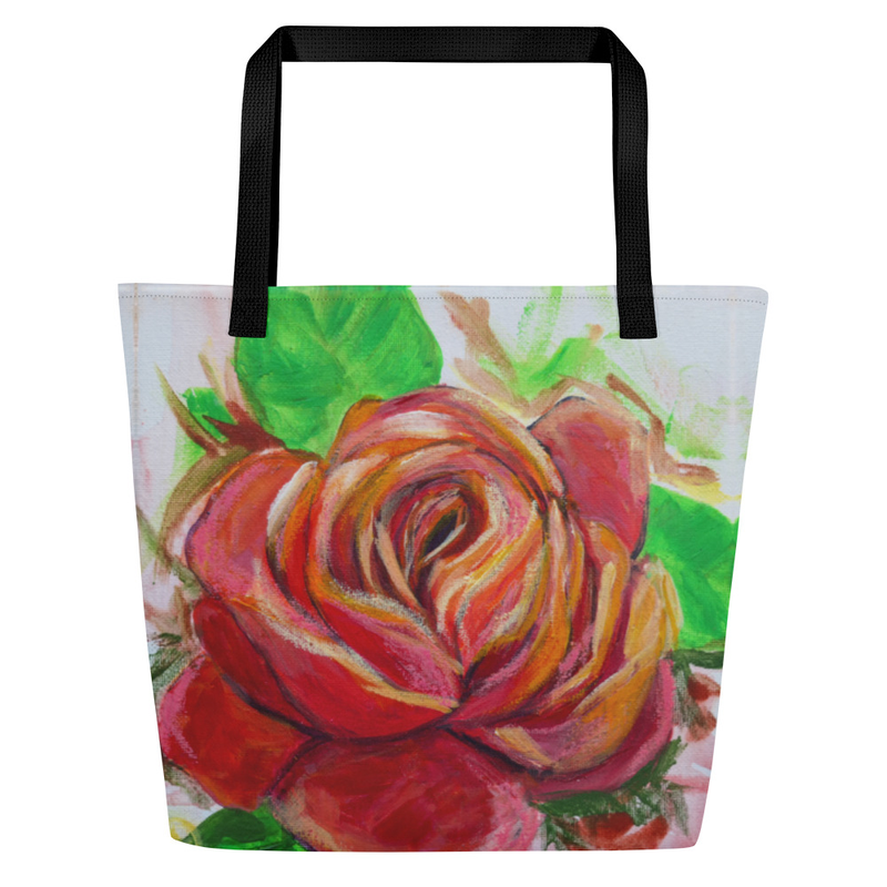 Large Tote Bag -Red Rose 