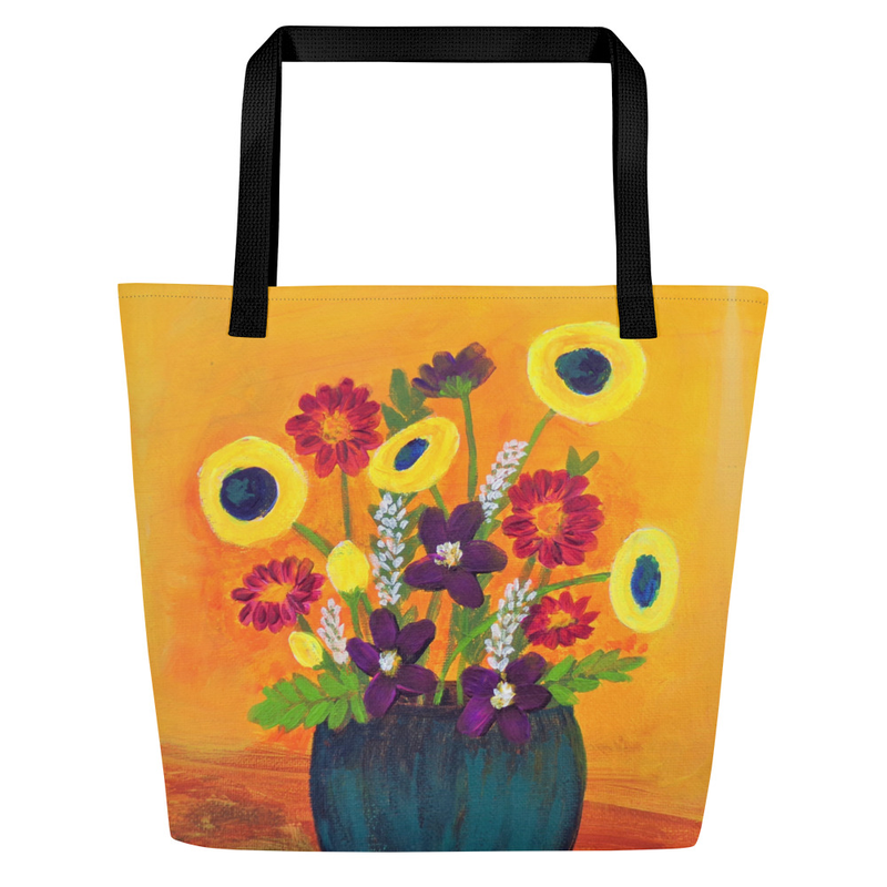  Large Tote Bag Flower bouquet Yellow