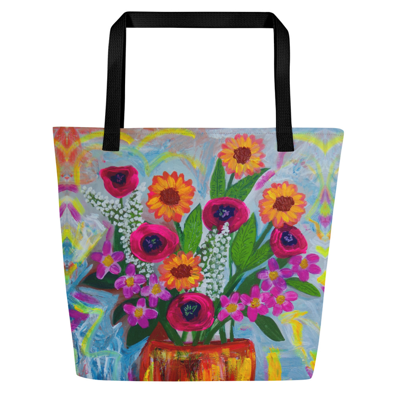  Large Tote Bag-Flowers from my Imagination-16"x20"