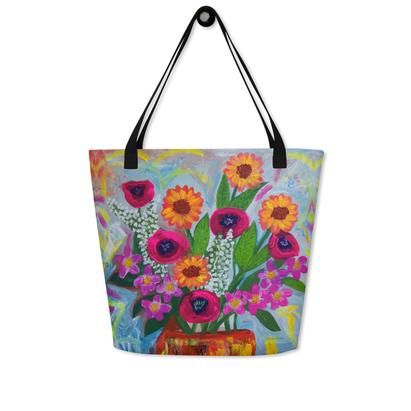  Large Tote Bag-Flowers from my Imagination-16"x20"