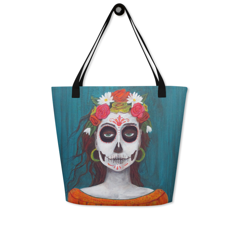 Large Tote Bag Catrina Green 16"x20"