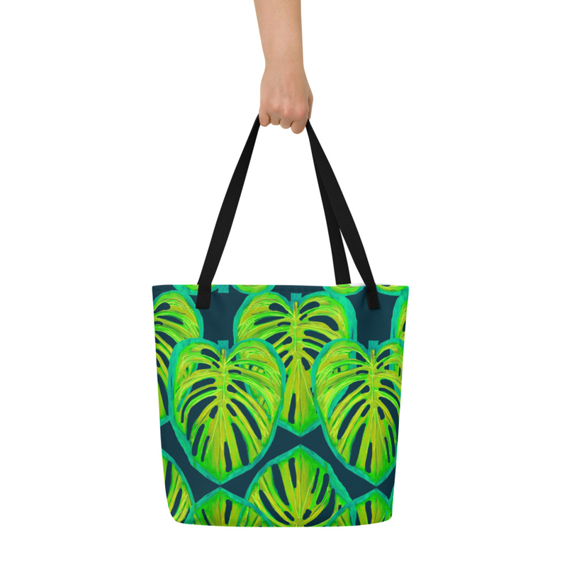  Large Tote Bag leaf pattern
