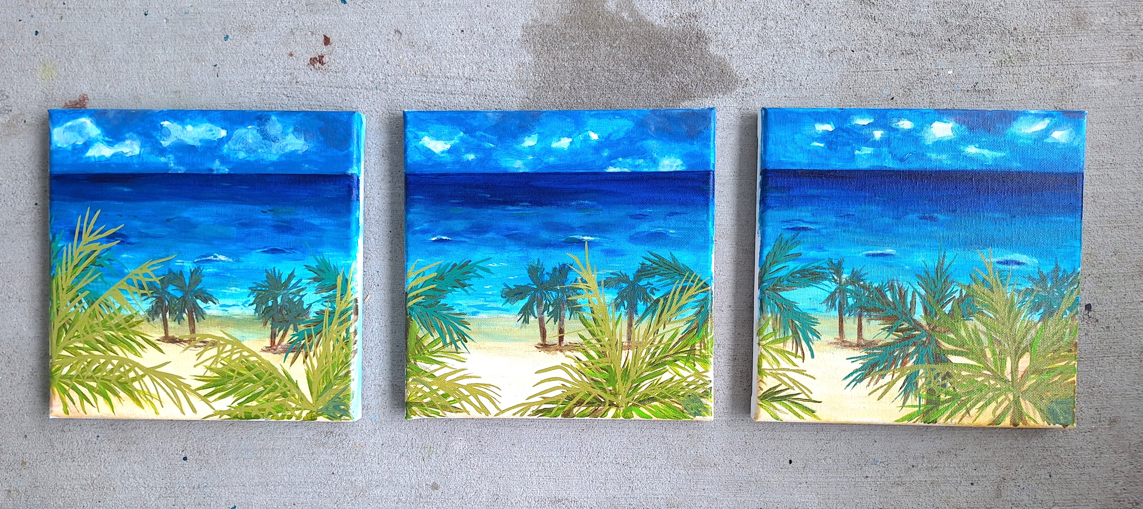 Cancun Beach Triptych Canvas Art