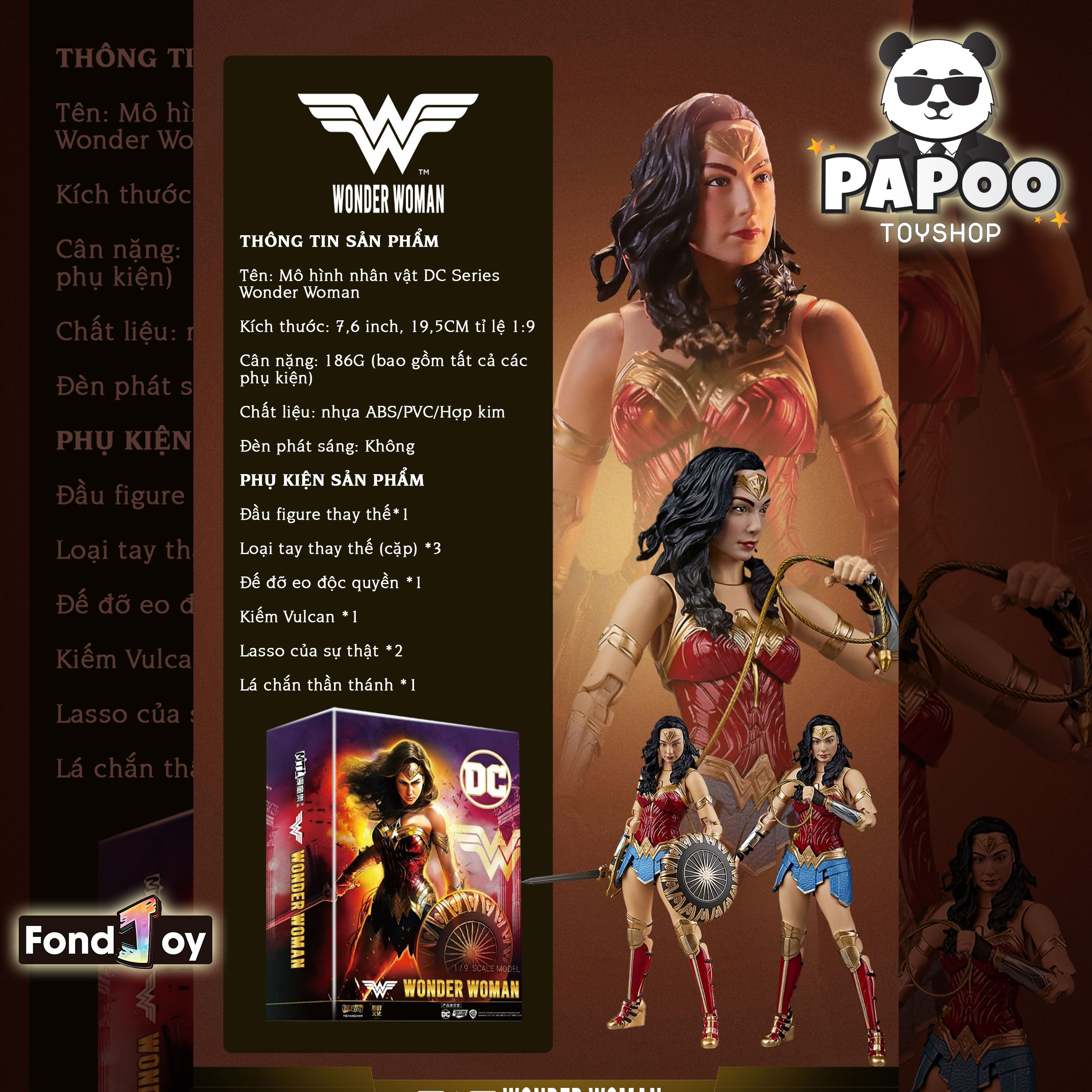 FondJoy DC Wonder Woman action figure 1/9 19.5cm