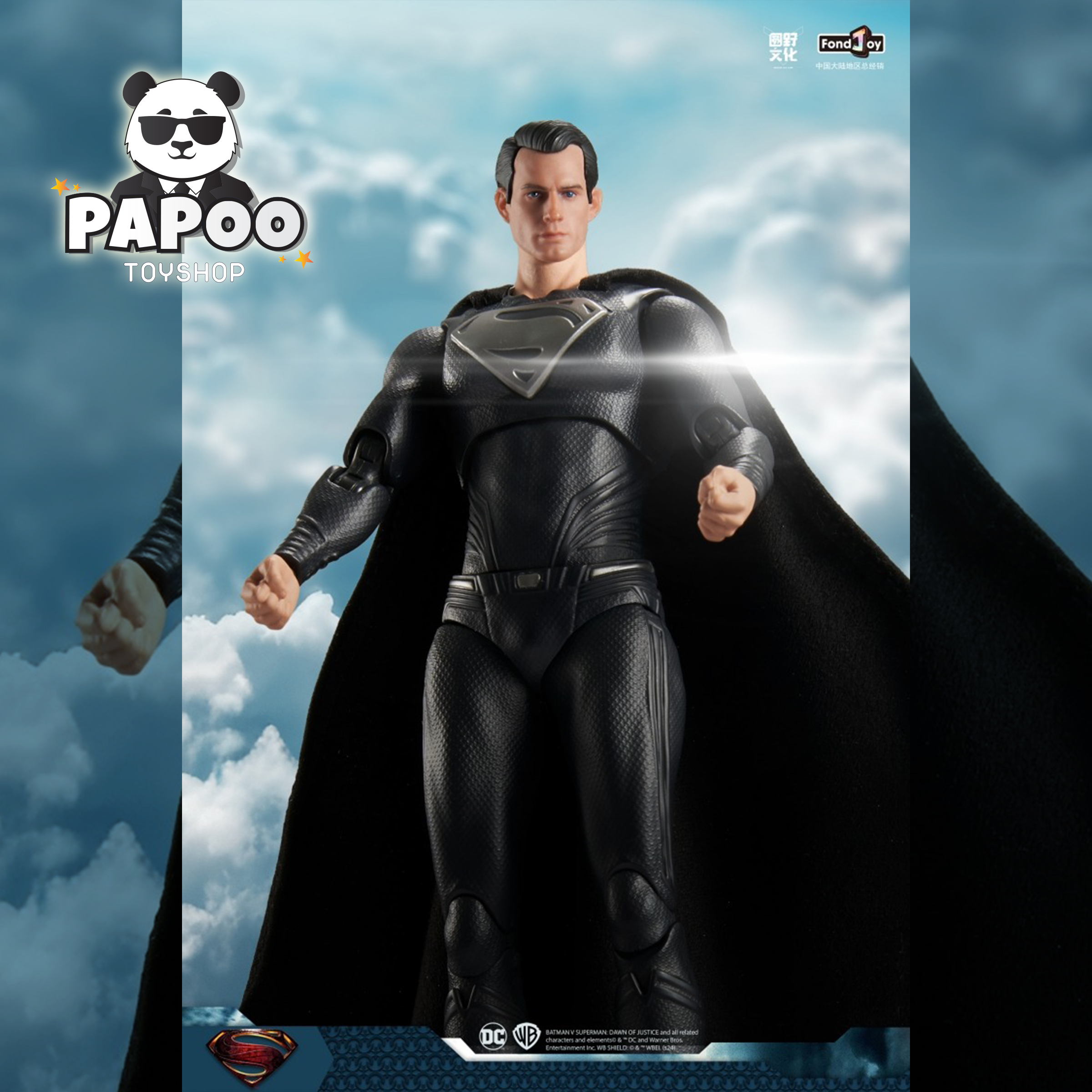 FondJoy DC Superman Black suit action figure 1/9 19.5cm