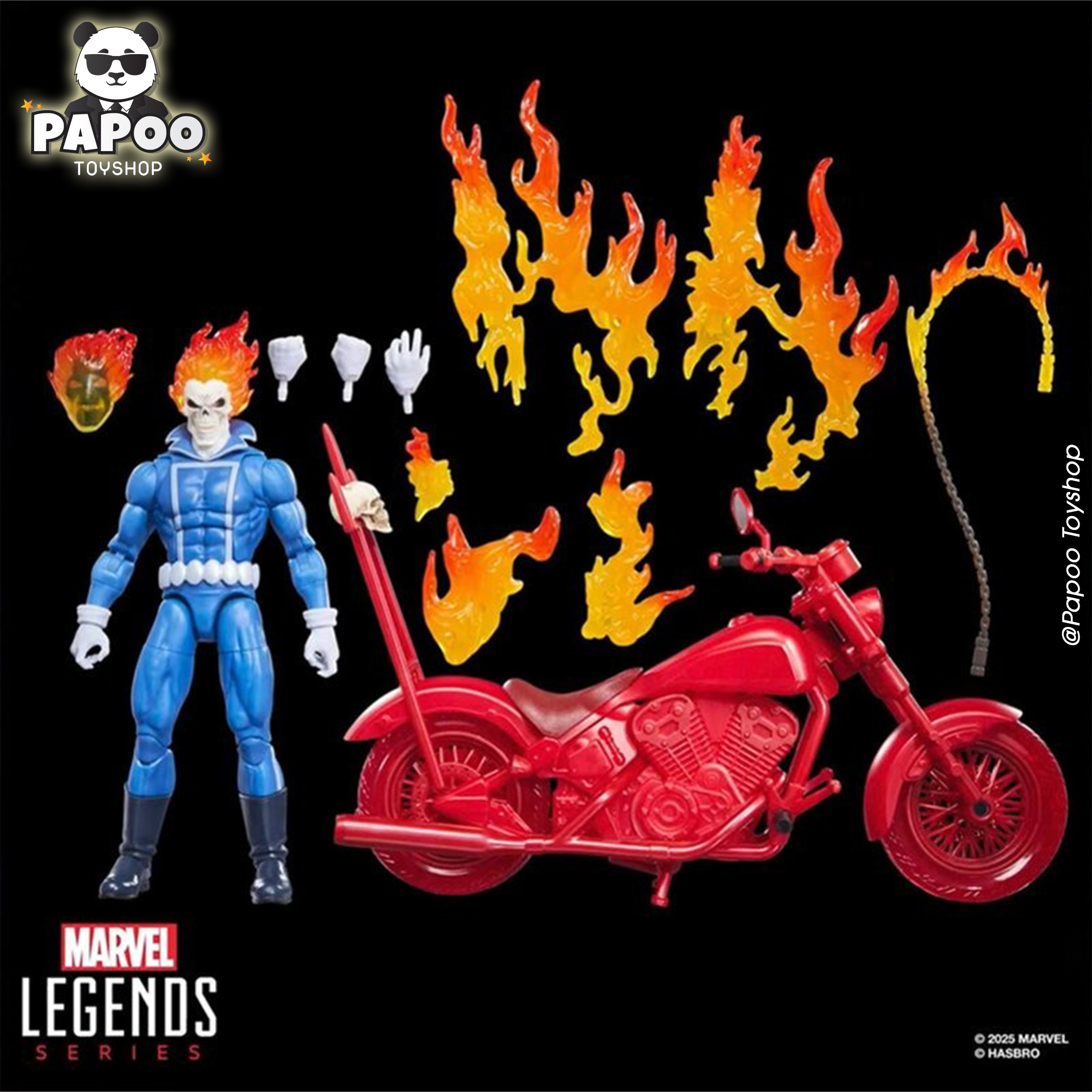 Marvel Legends Series Deluxe Johnny Blaze Ghost Rider with Bike