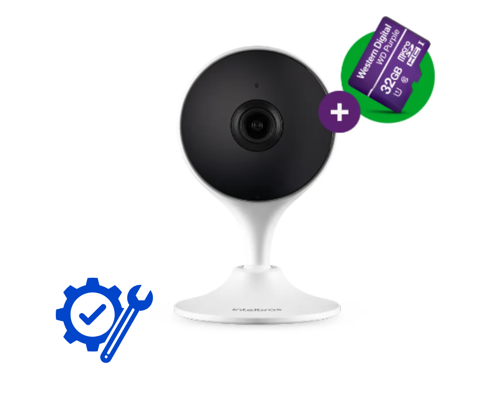 Câmera IMX + Cartão 32GB Branca Intelbras + Instalação