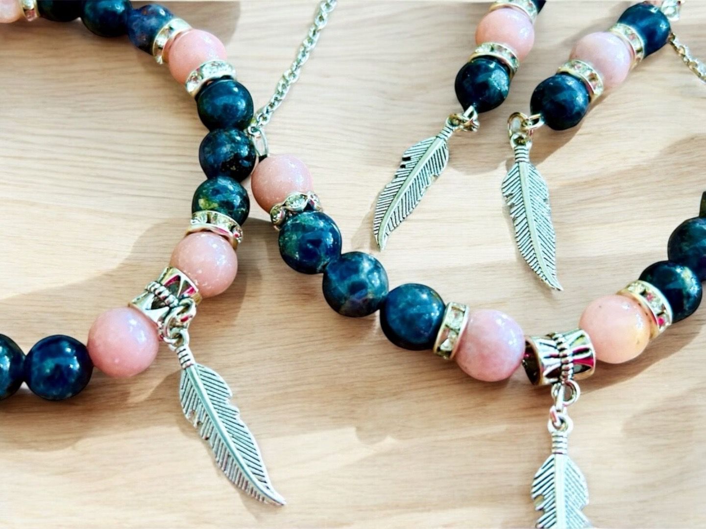 Parure Iolite et opale rose