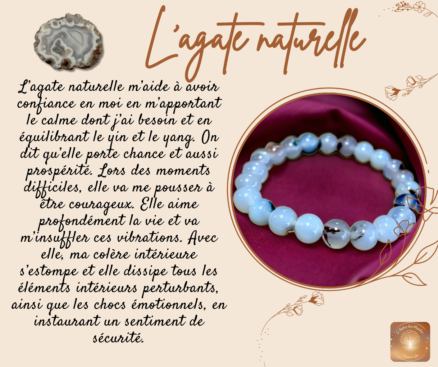Bracelet agate naturelle