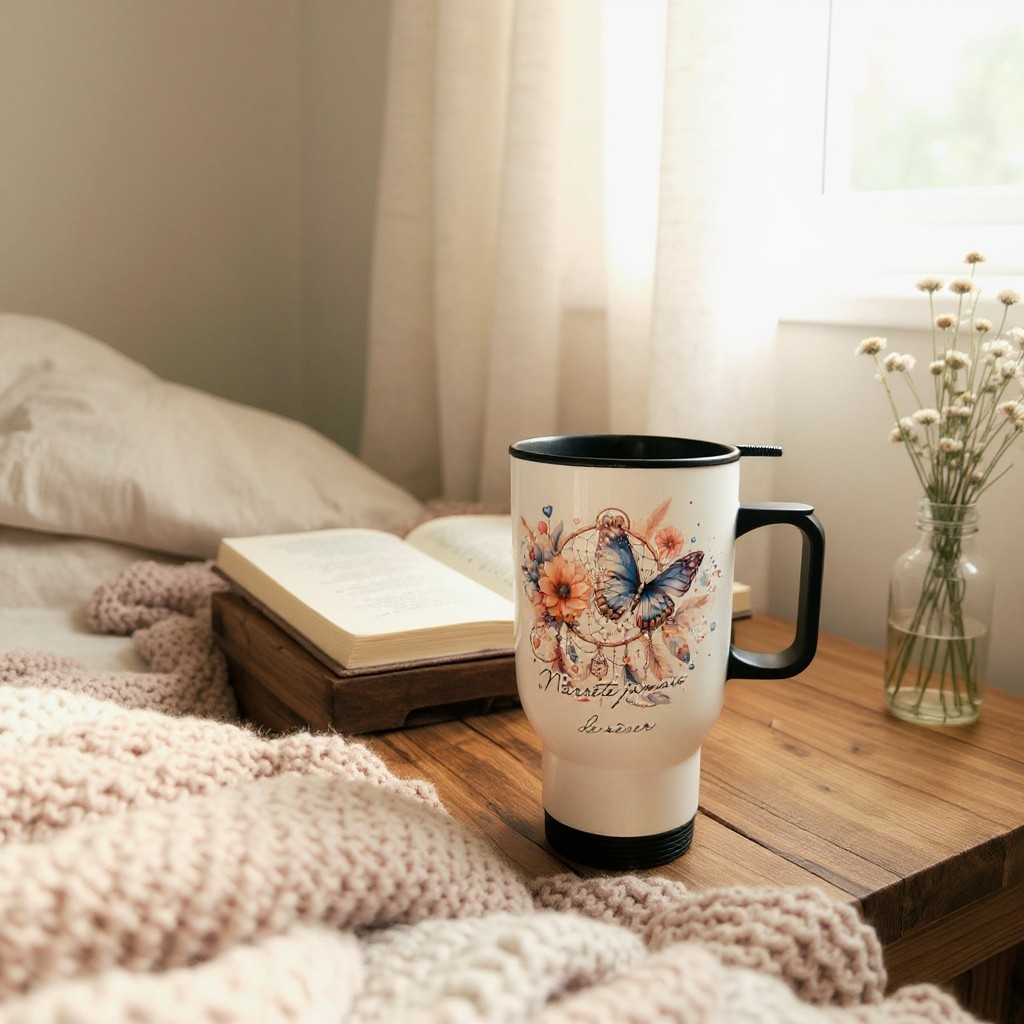 mug isotherme motif papillon