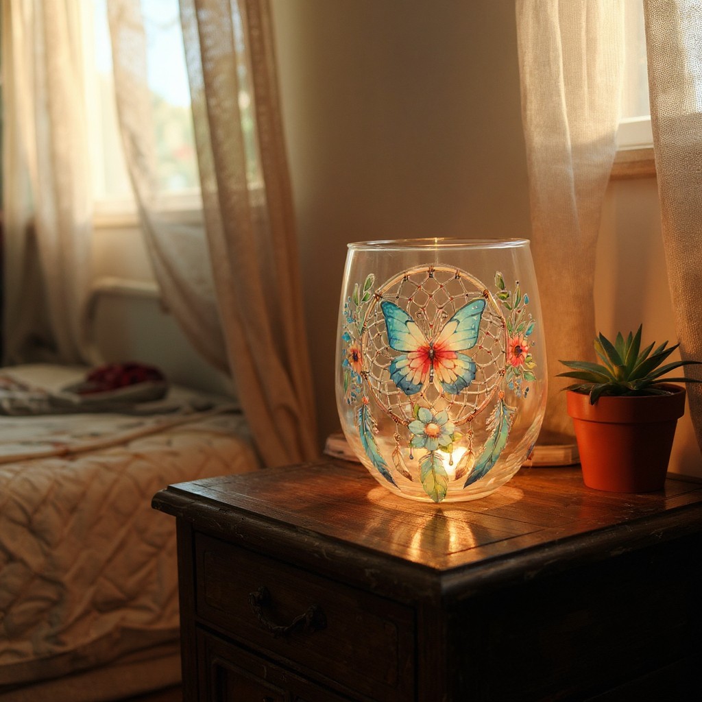Verre attrape- rêve papillon