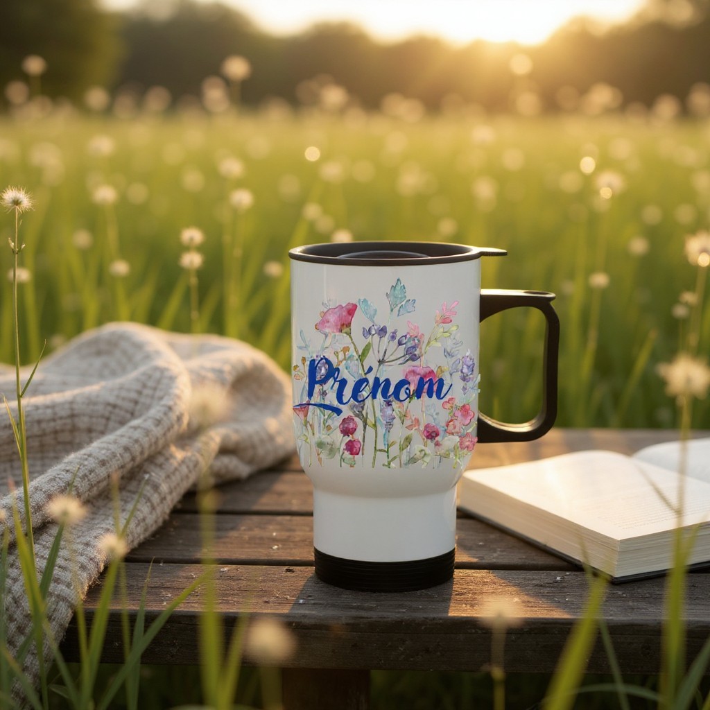 Mug personnalisé fleurs des champs avec prénom