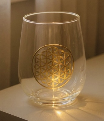 Verre à motif fleur de vie or