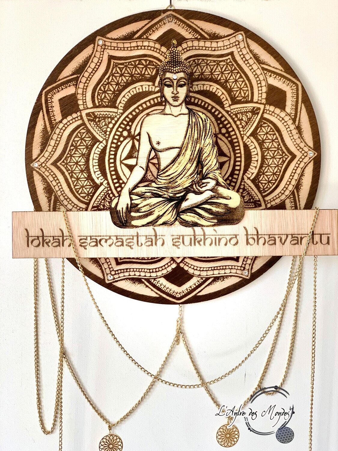 Décoration murale bouddha en bois