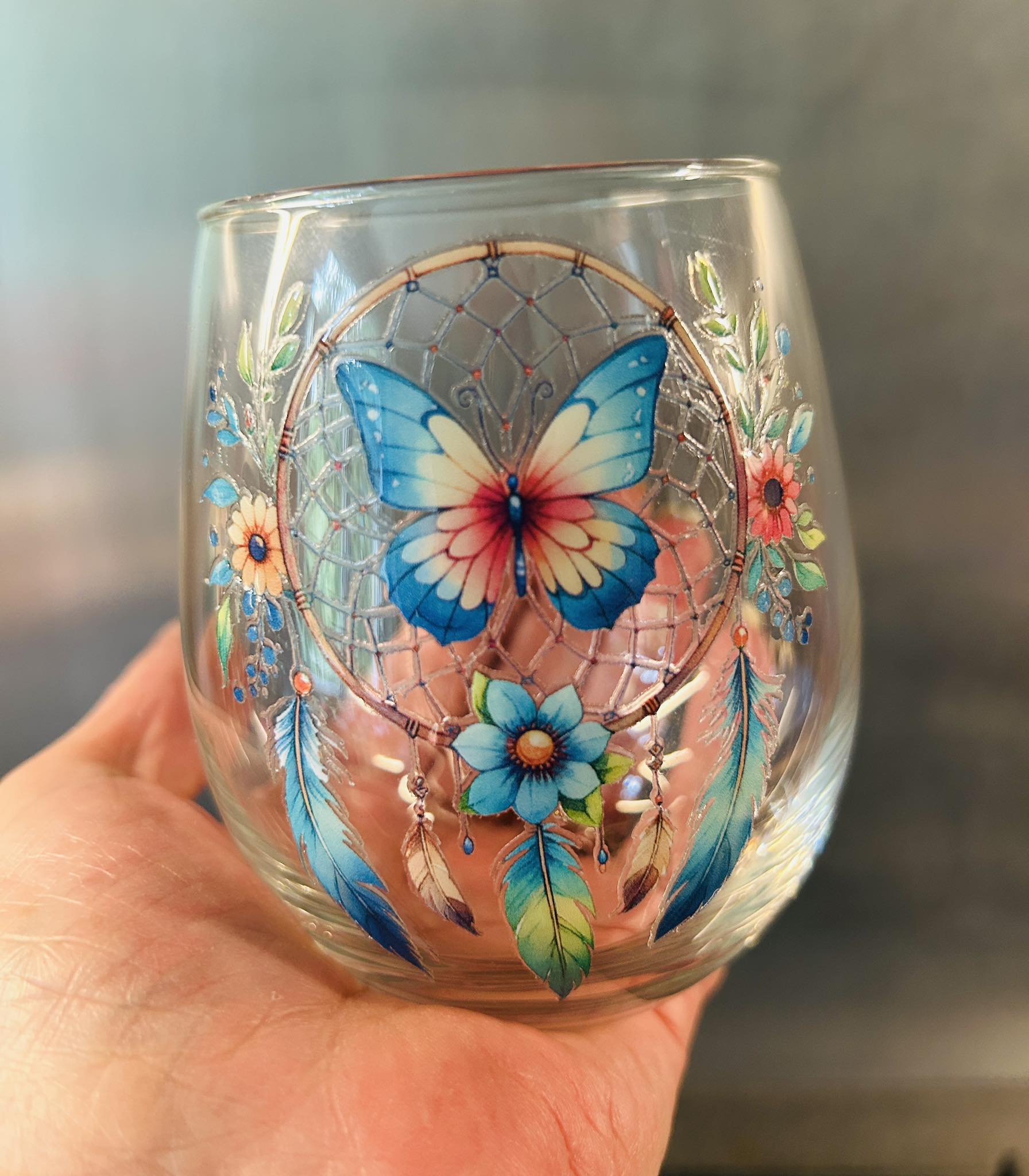 Verre attrape- rêve papillon