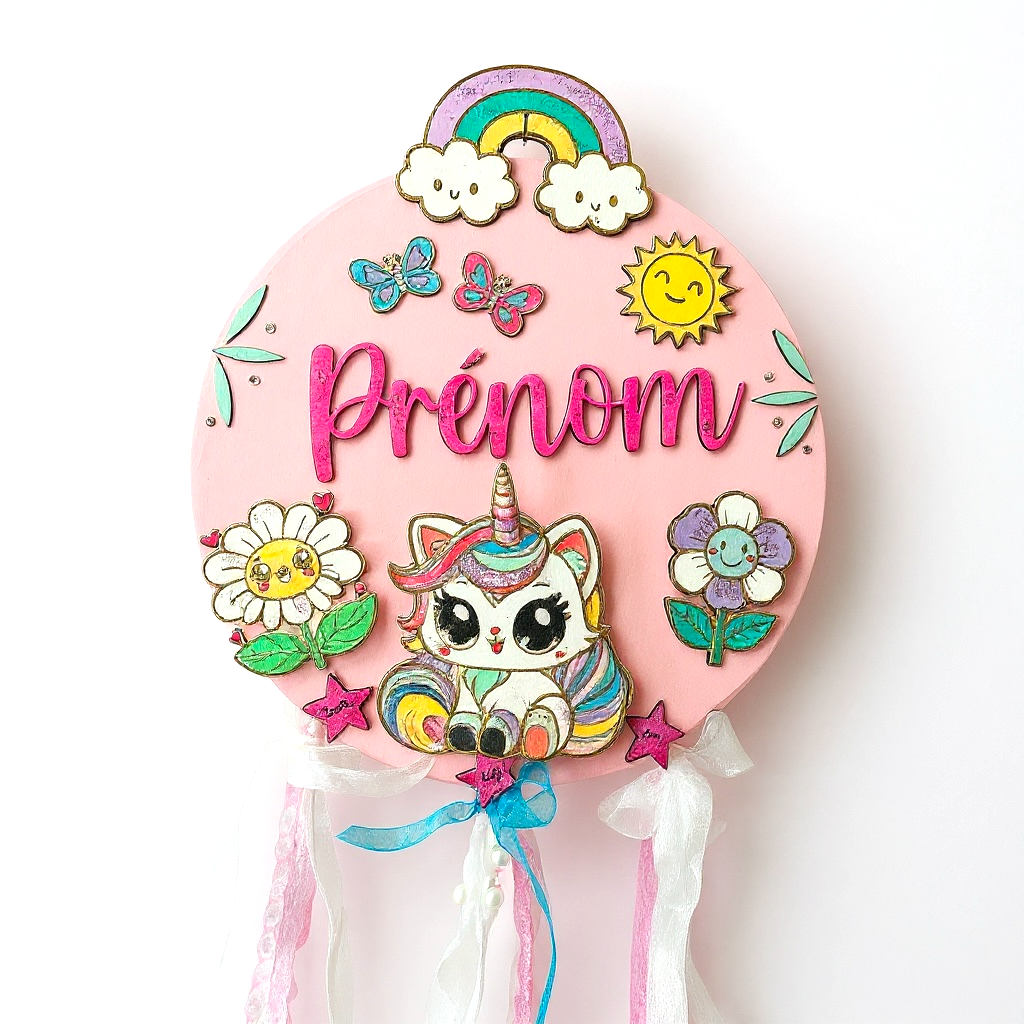 Porte-prénom licorne personnalisé