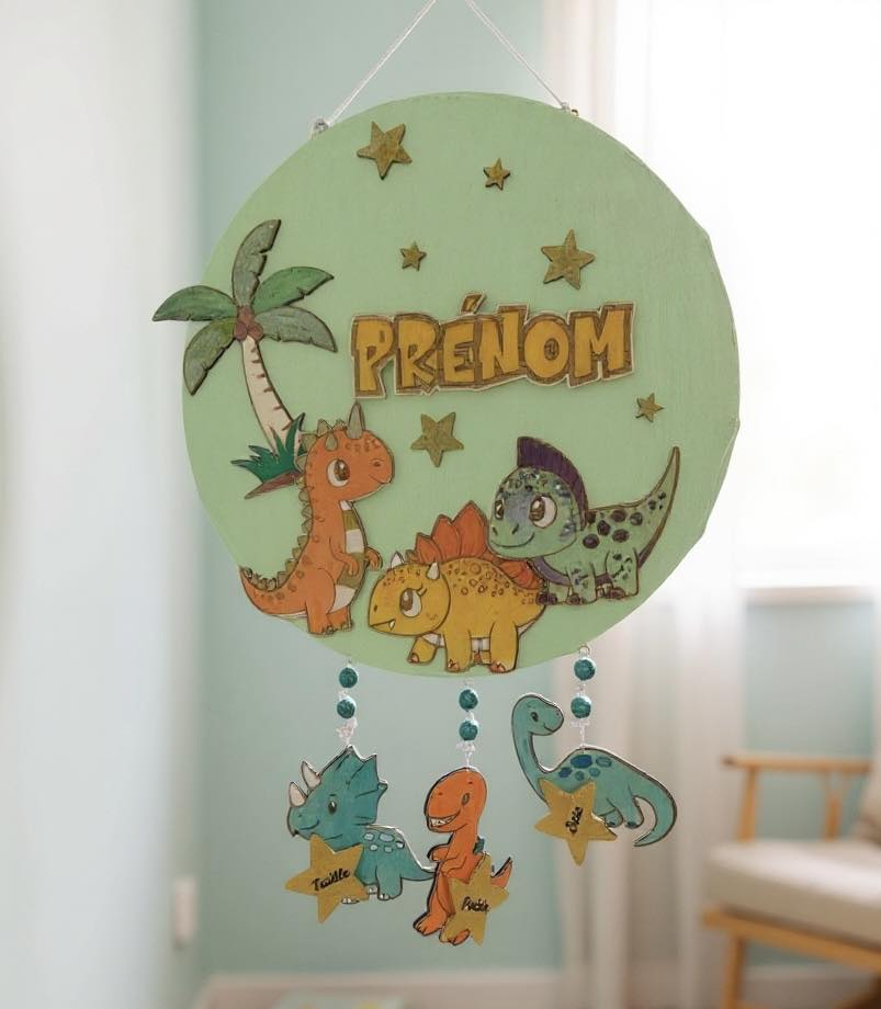 toile murale lumineuse personnalisable avec dinosaures