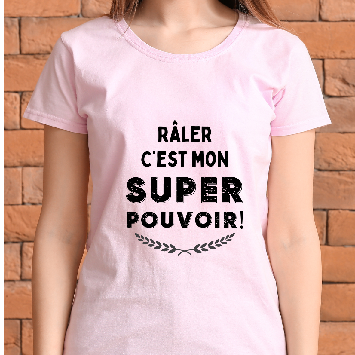 T-shirt bleu avec texte  râler c'est mon super pouvoir