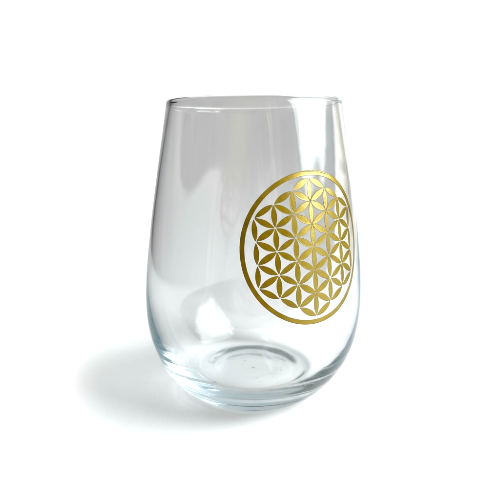 Verre à motif fleur de vie or