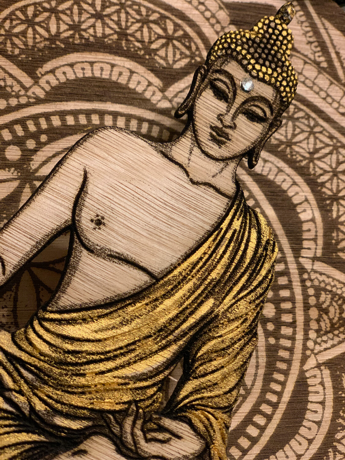 Décoration murale bouddha en bois