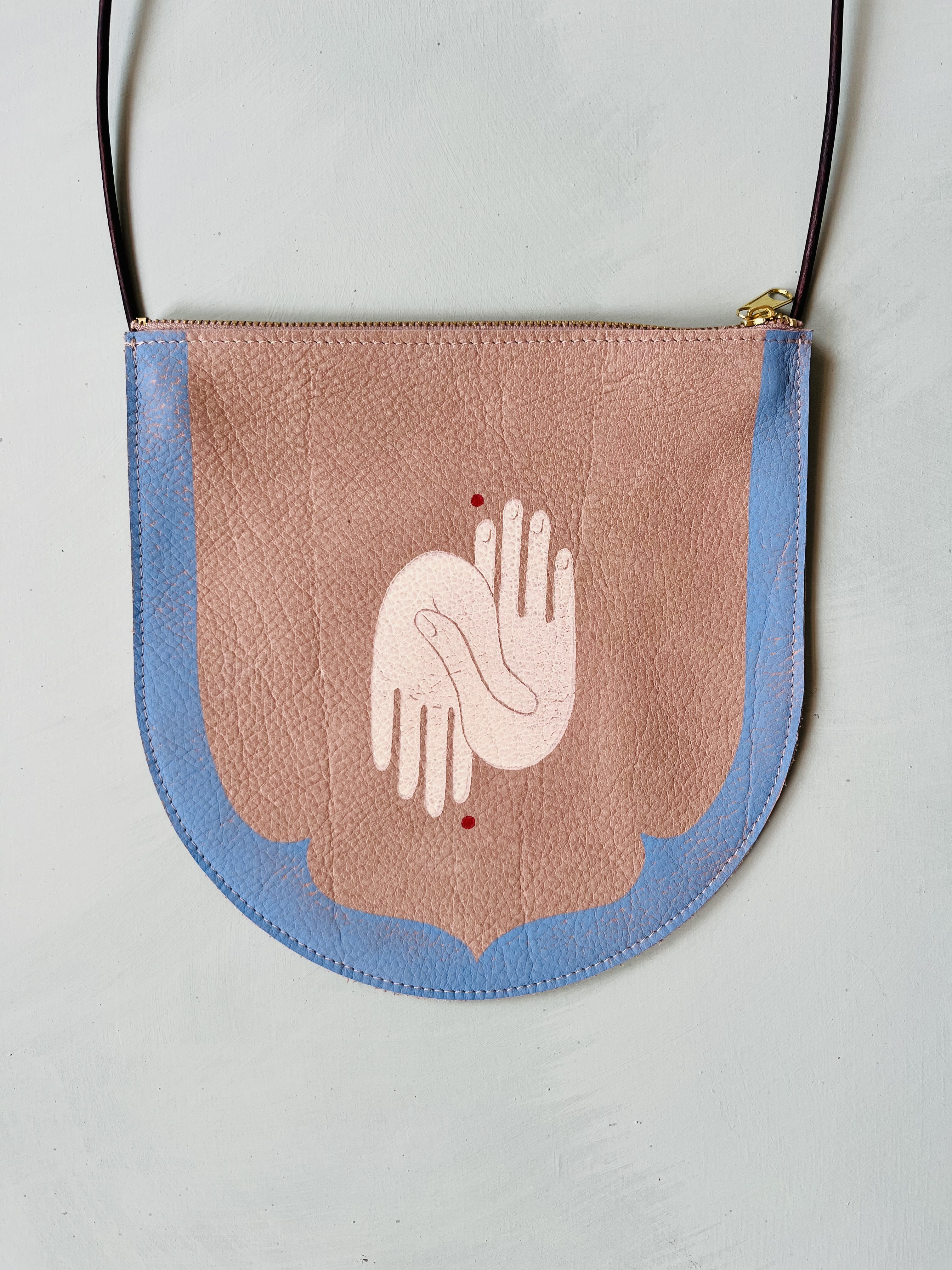 Medium Crossbody Bag - Block Printed deadstock Leather