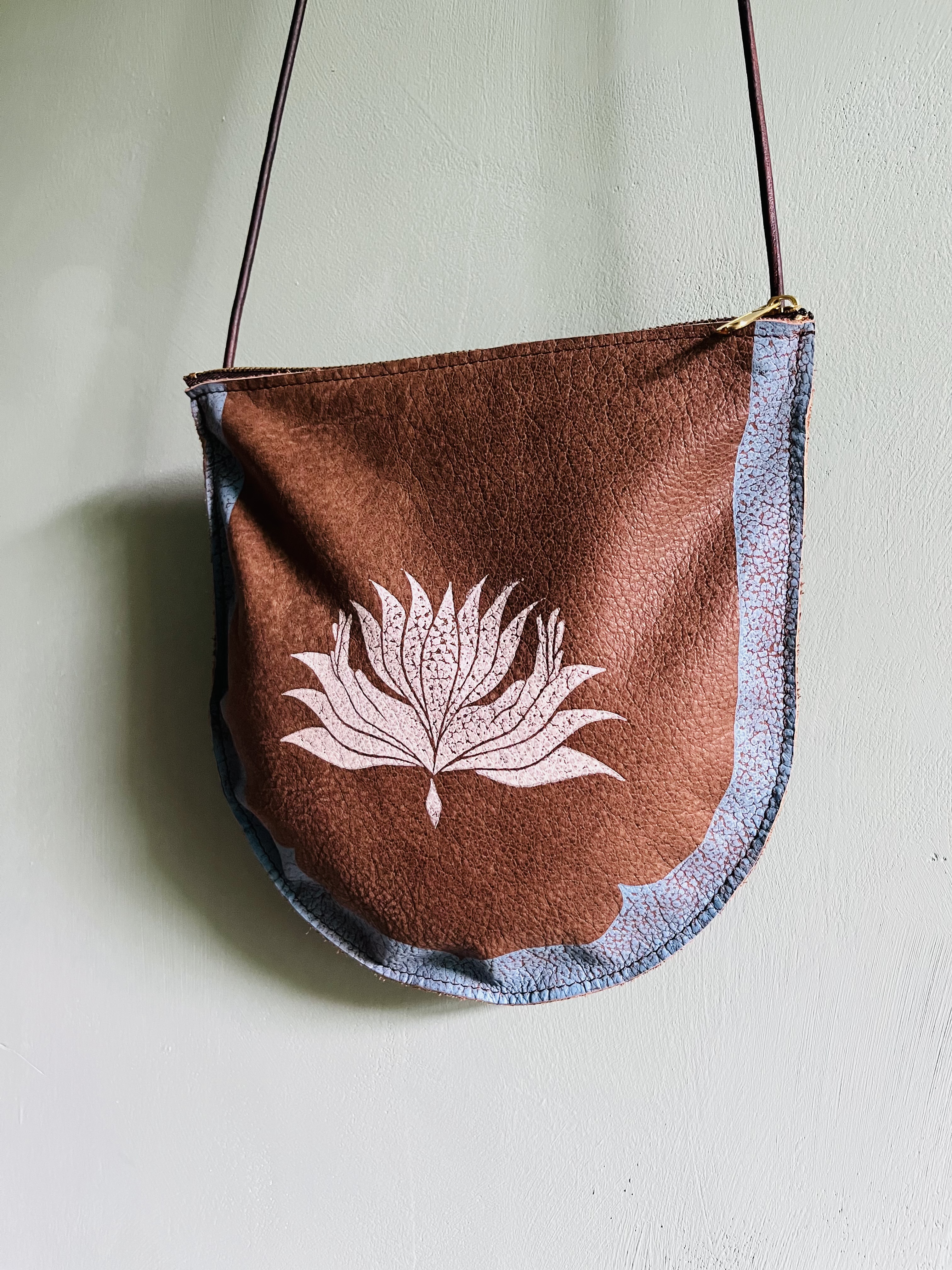Medium Crossbody Bag - Block Printed deadstock Leather