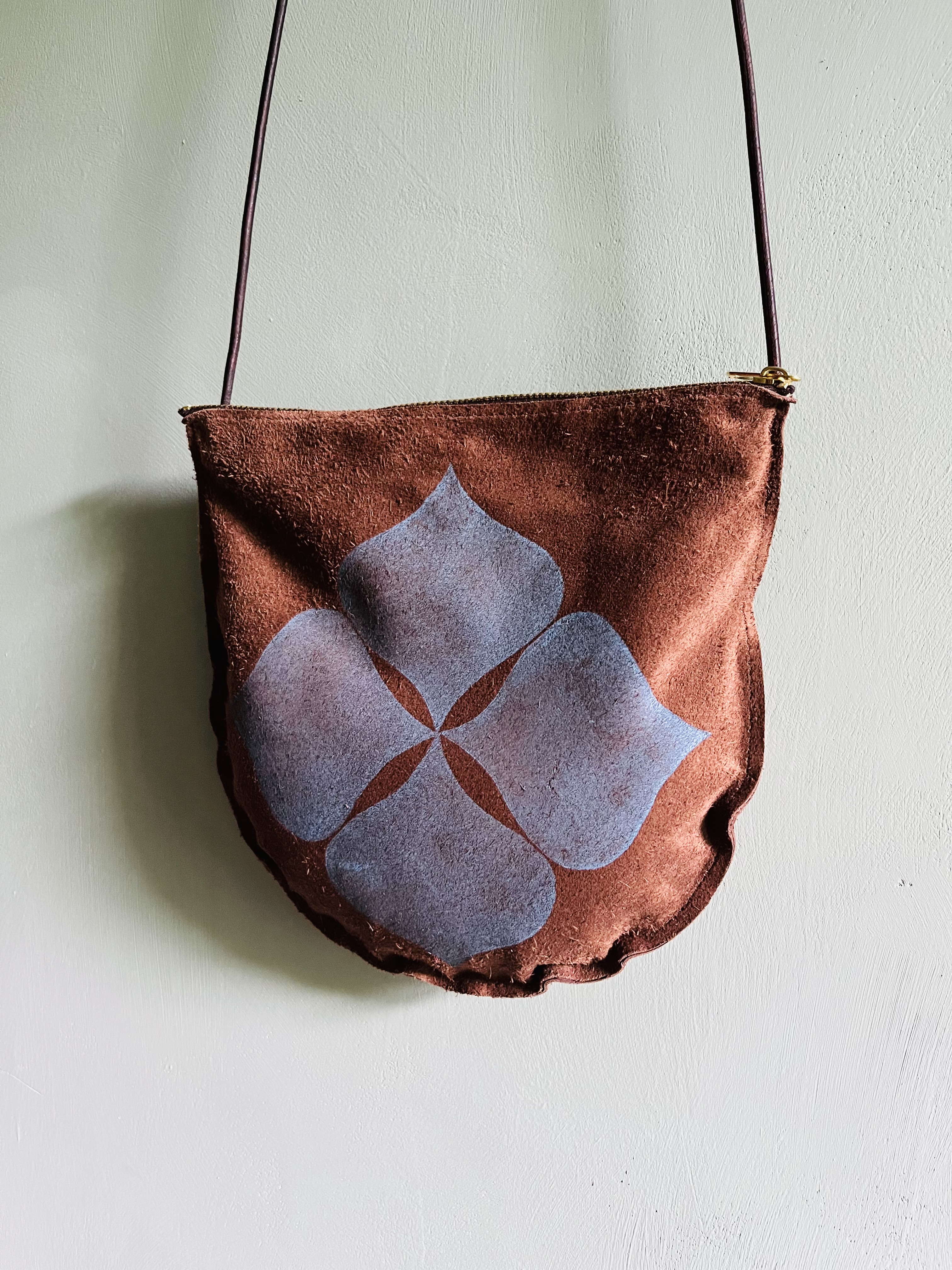Medium Crossbody Bag - Block Printed deadstock Leather