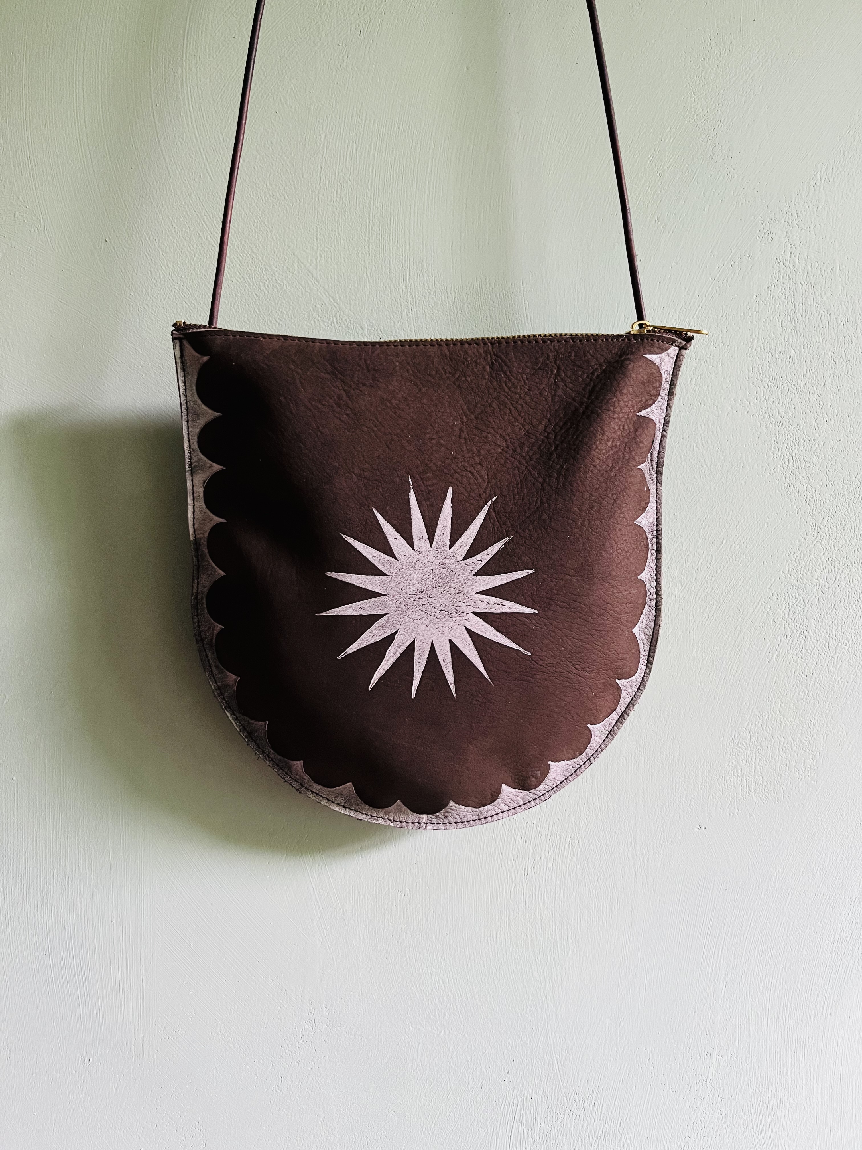 Medium Crossbody Bag - Block Printed deadstock Leather