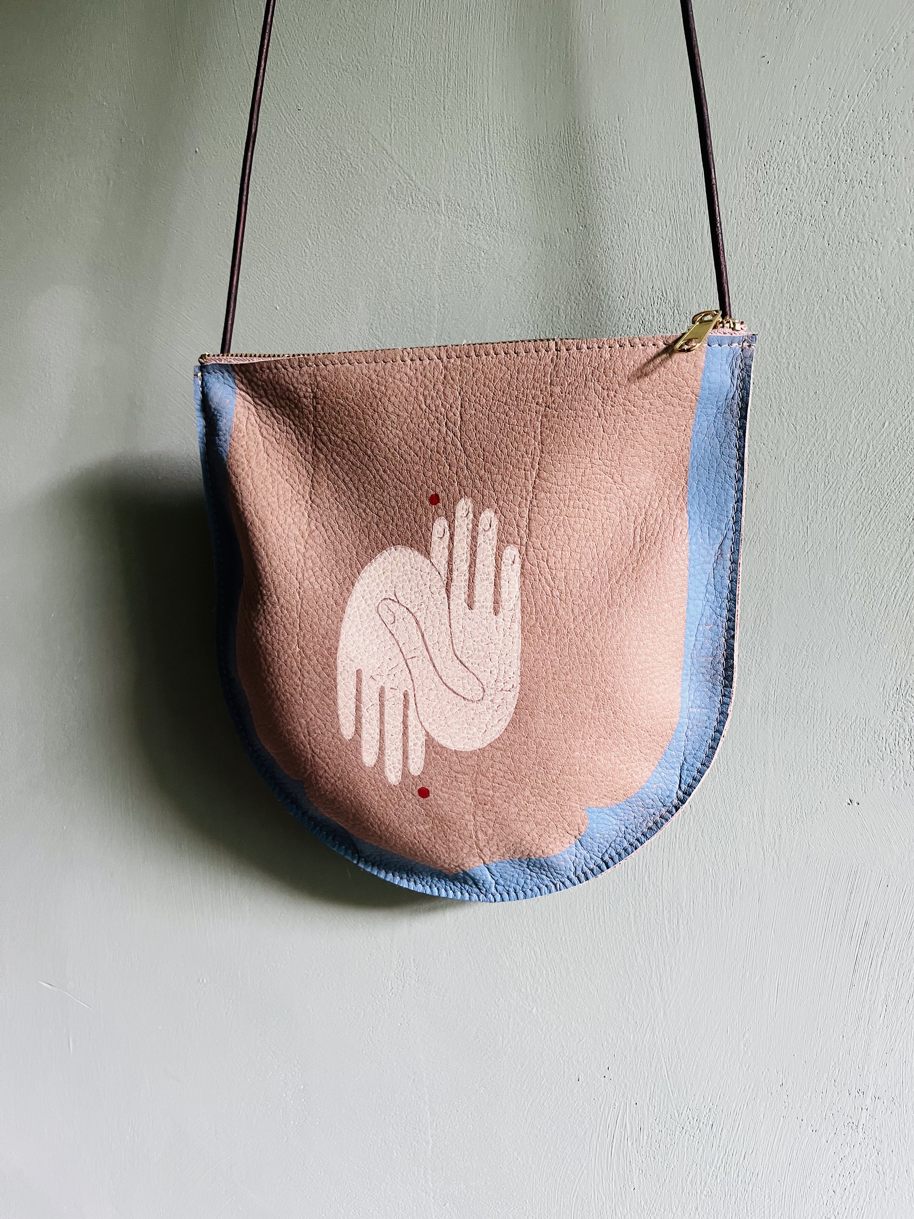 Medium Crossbody Bag - Block Printed deadstock Leather