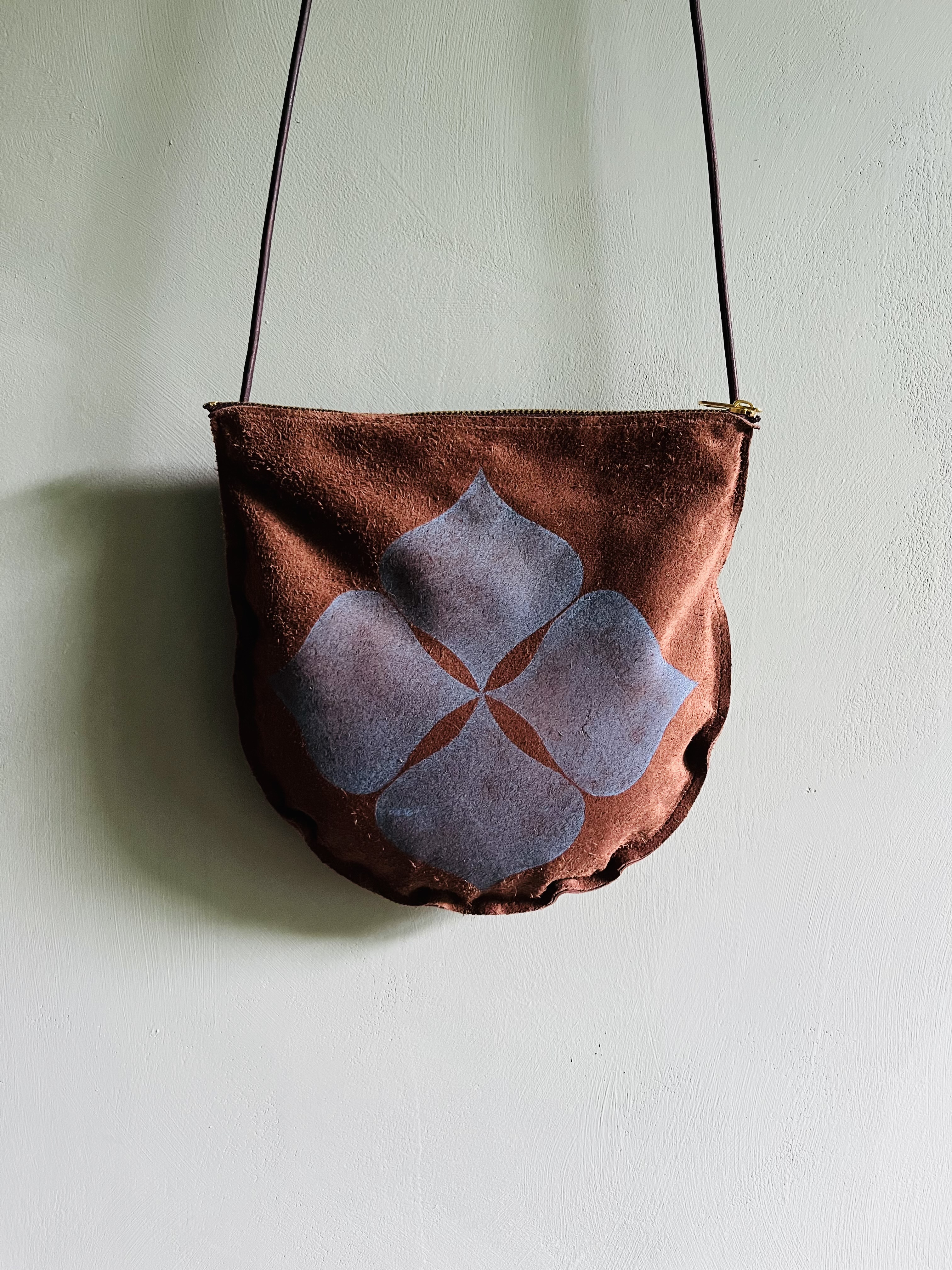 Medium Crossbody Bag - Block Printed deadstock Leather