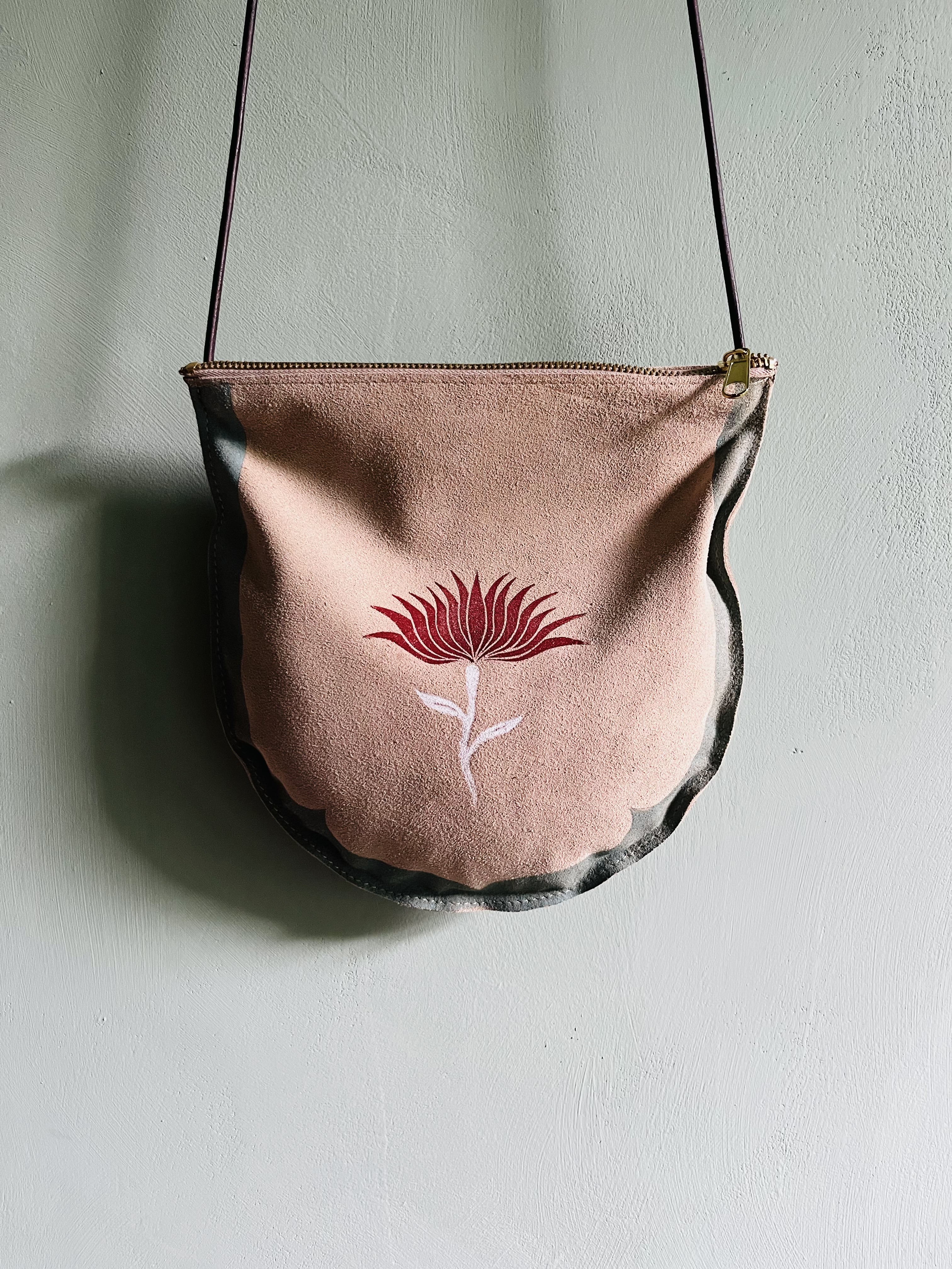 Medium Crossbody Bag - Block Printed deadstock Leather