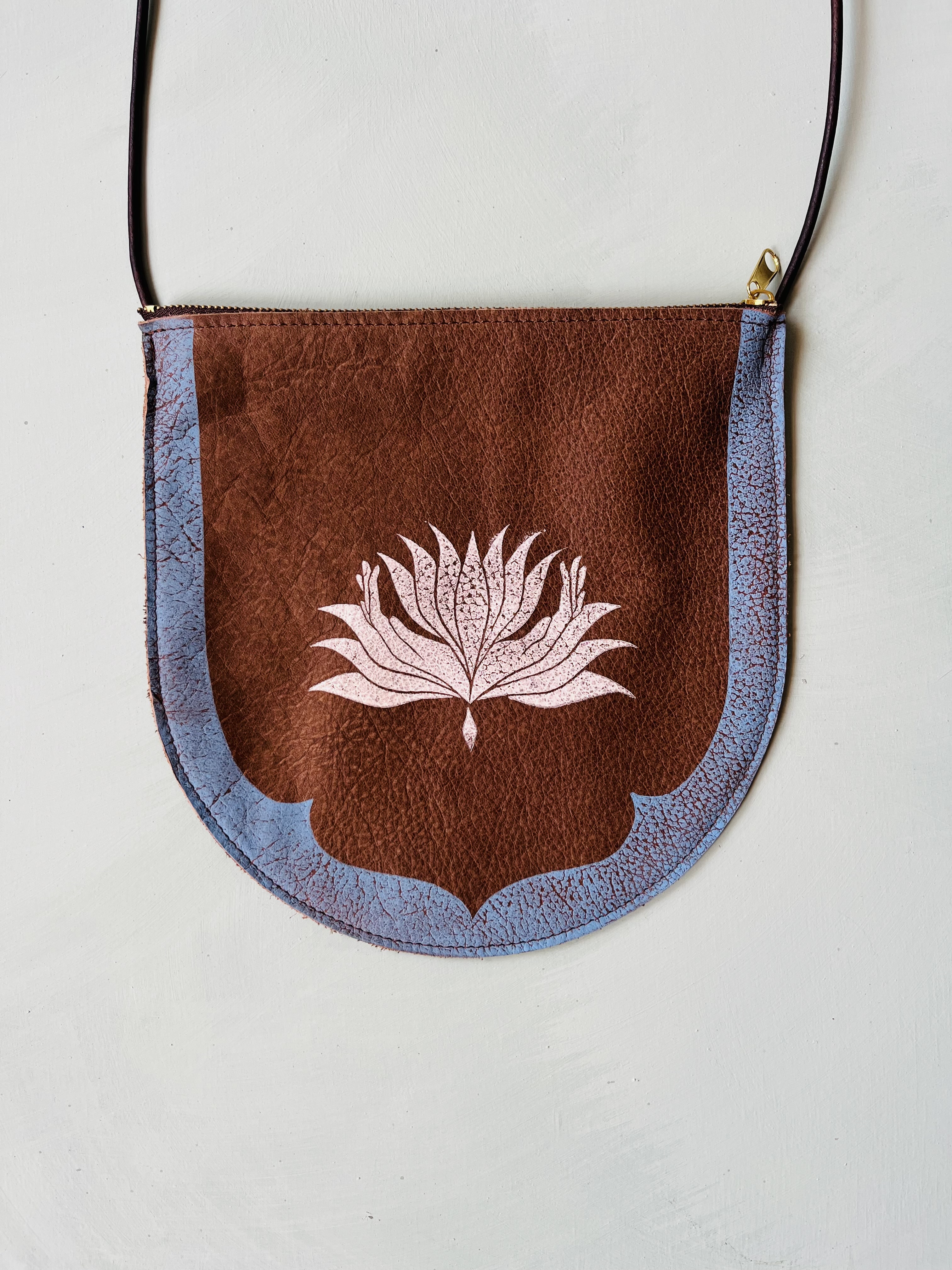 Medium Crossbody Bag - Block Printed deadstock Leather