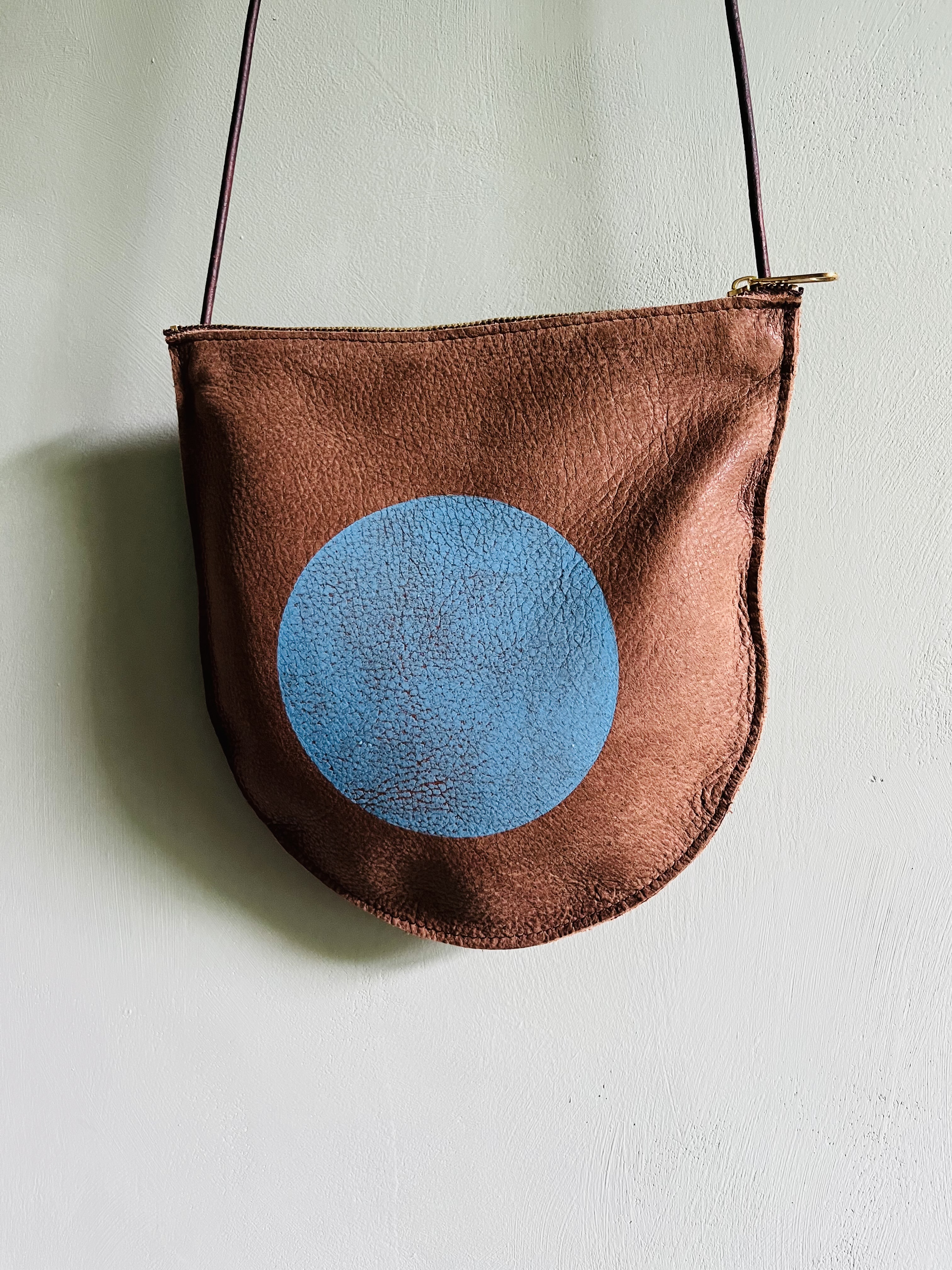 Medium Crossbody Bag - Block Printed deadstock Leather