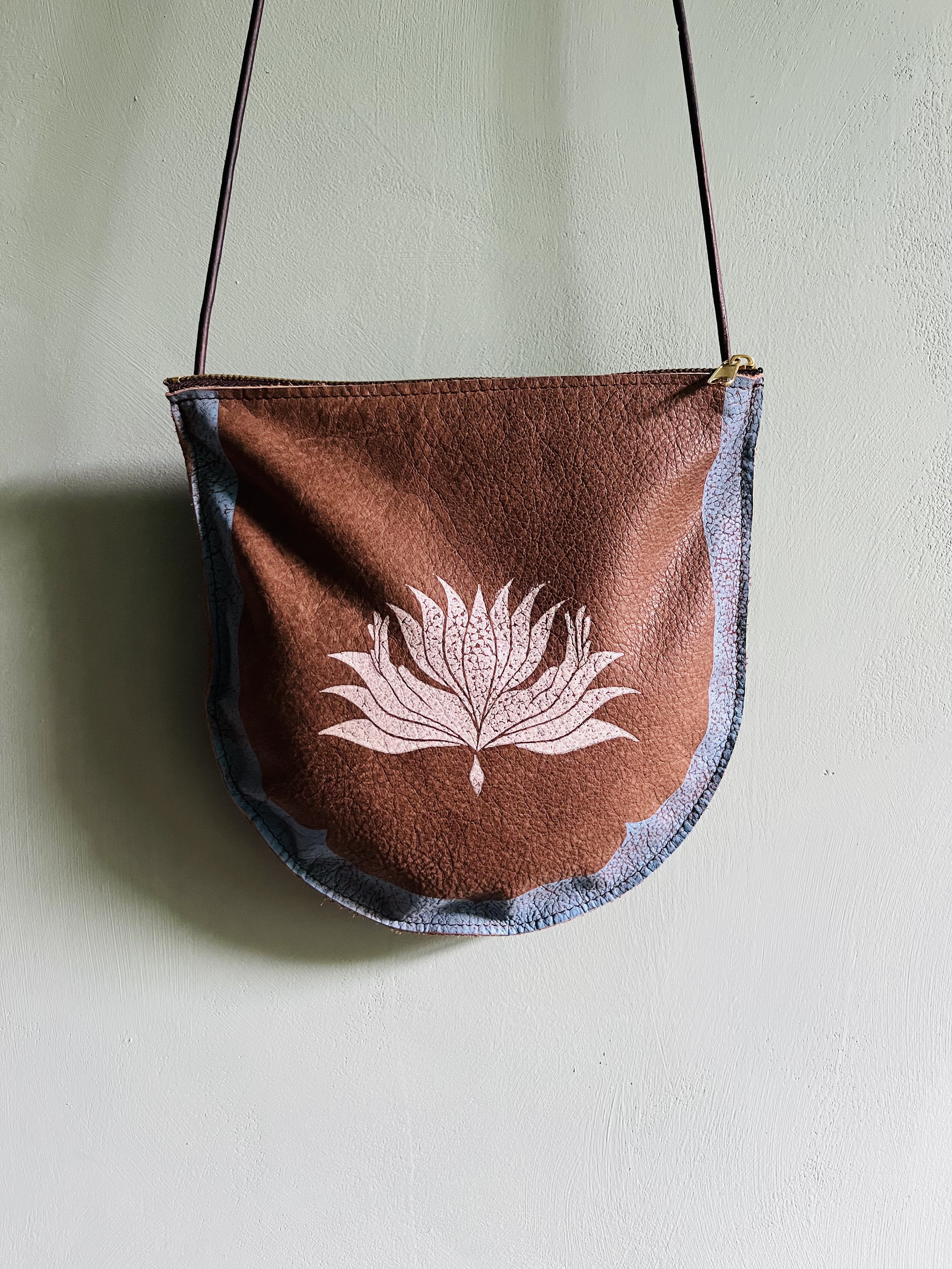 Medium Crossbody Bag - Block Printed deadstock Leather