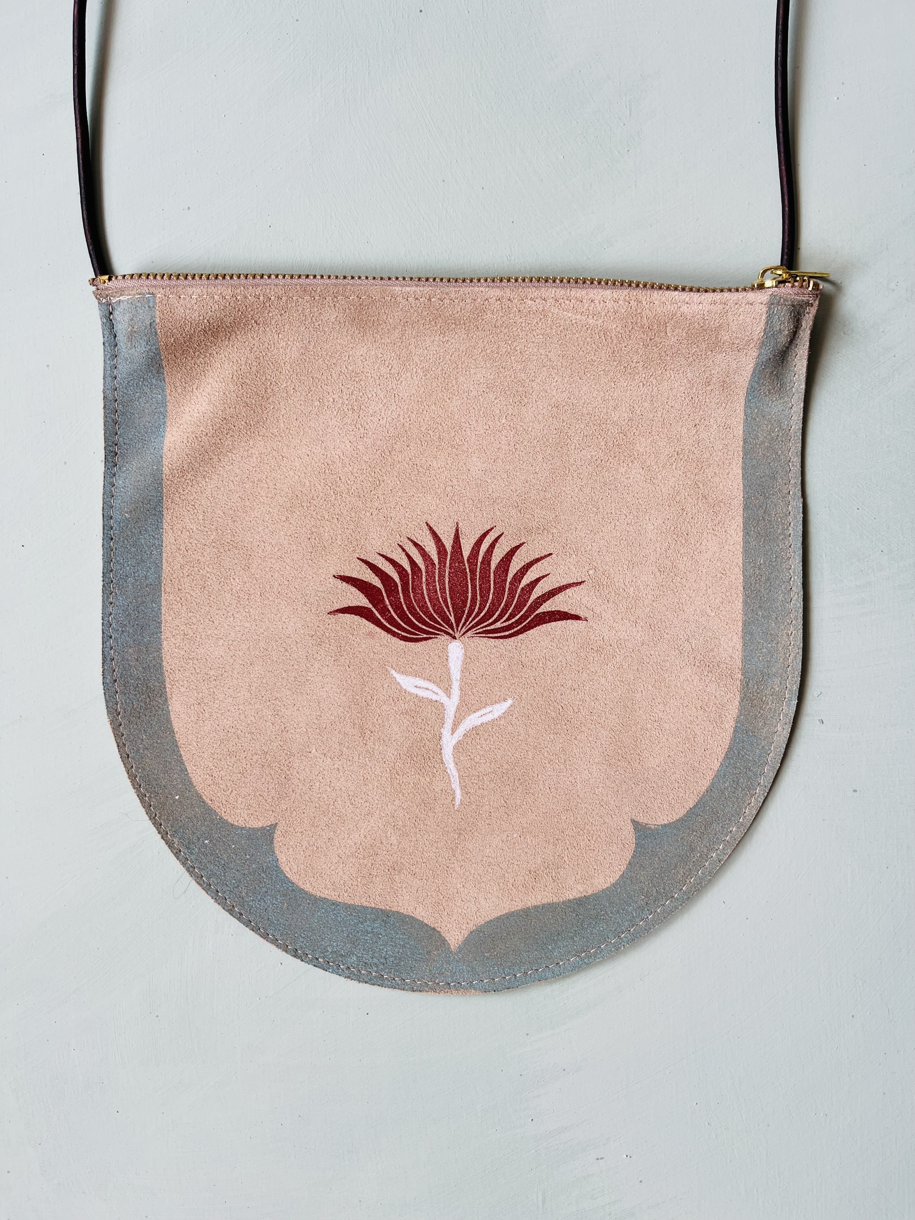 Medium Crossbody Bag - Block Printed deadstock Leather