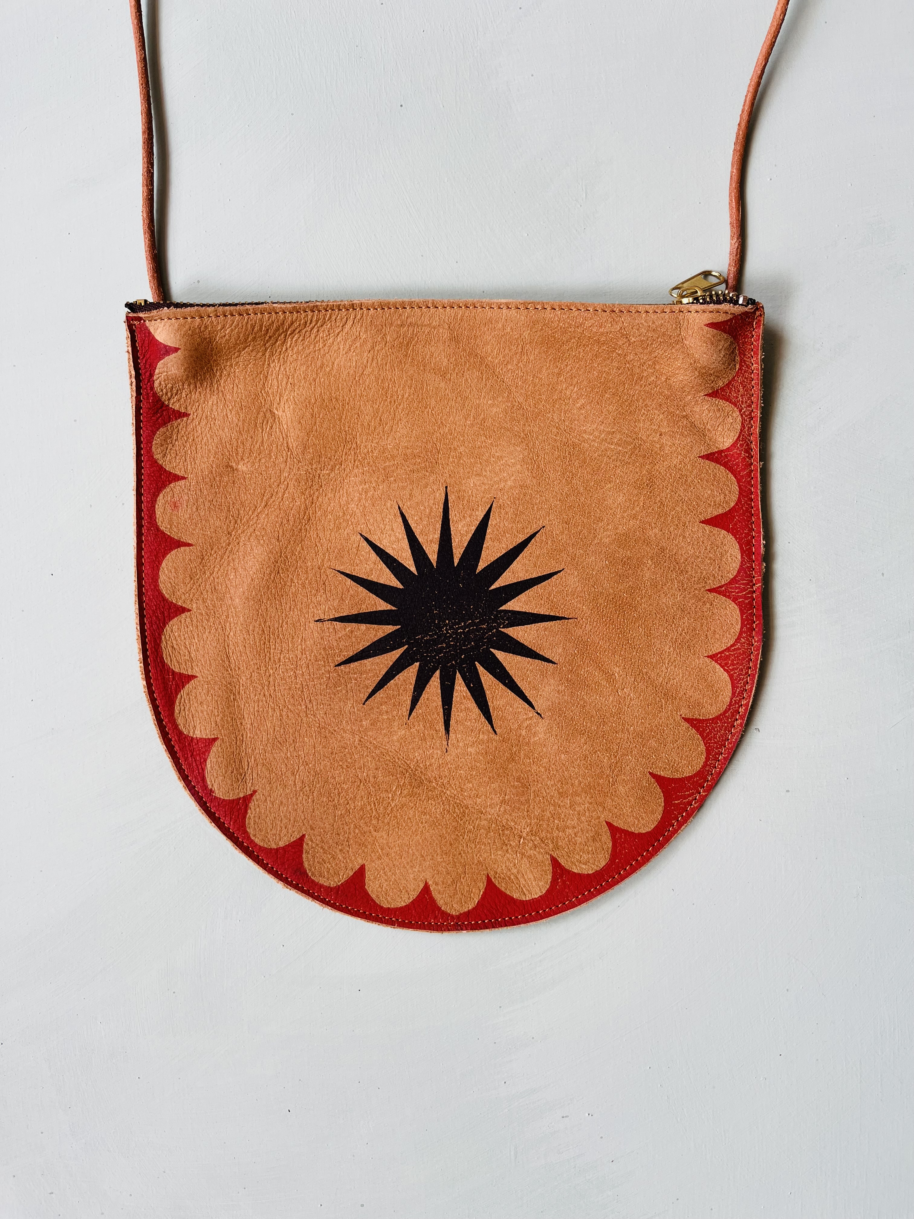 Medium Crossbody Bag - Block Printed deadstock Leather