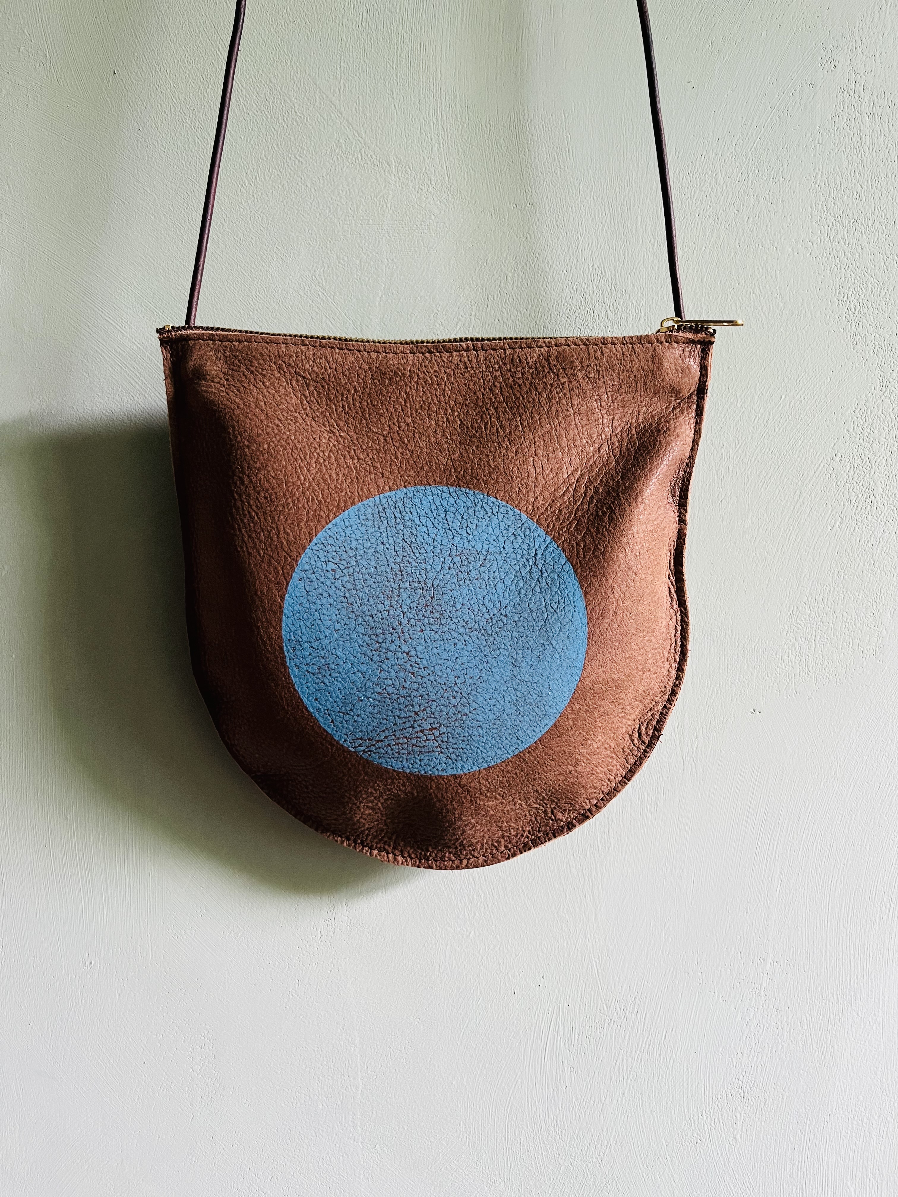 Medium Crossbody Bag - Block Printed deadstock Leather