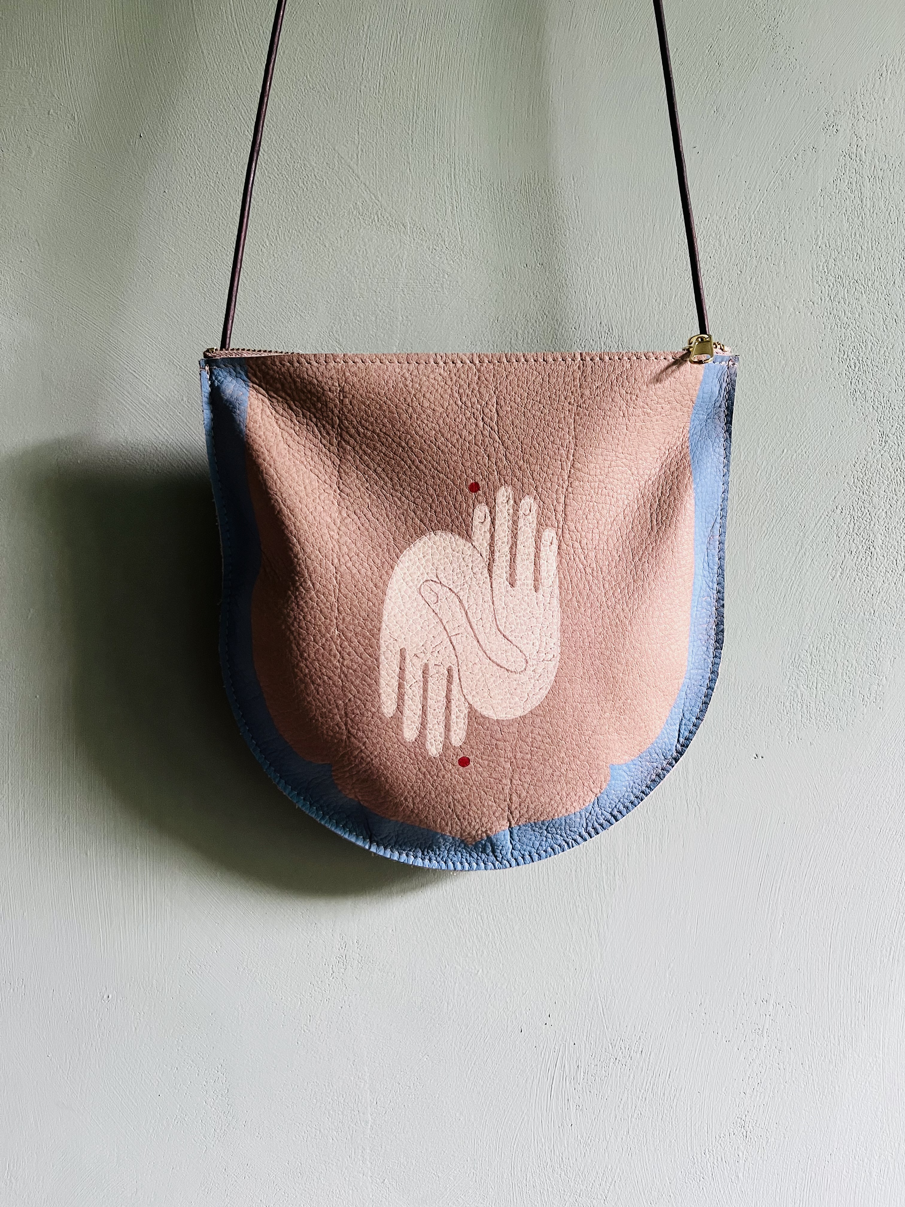 Medium Crossbody Bag - Block Printed deadstock Leather
