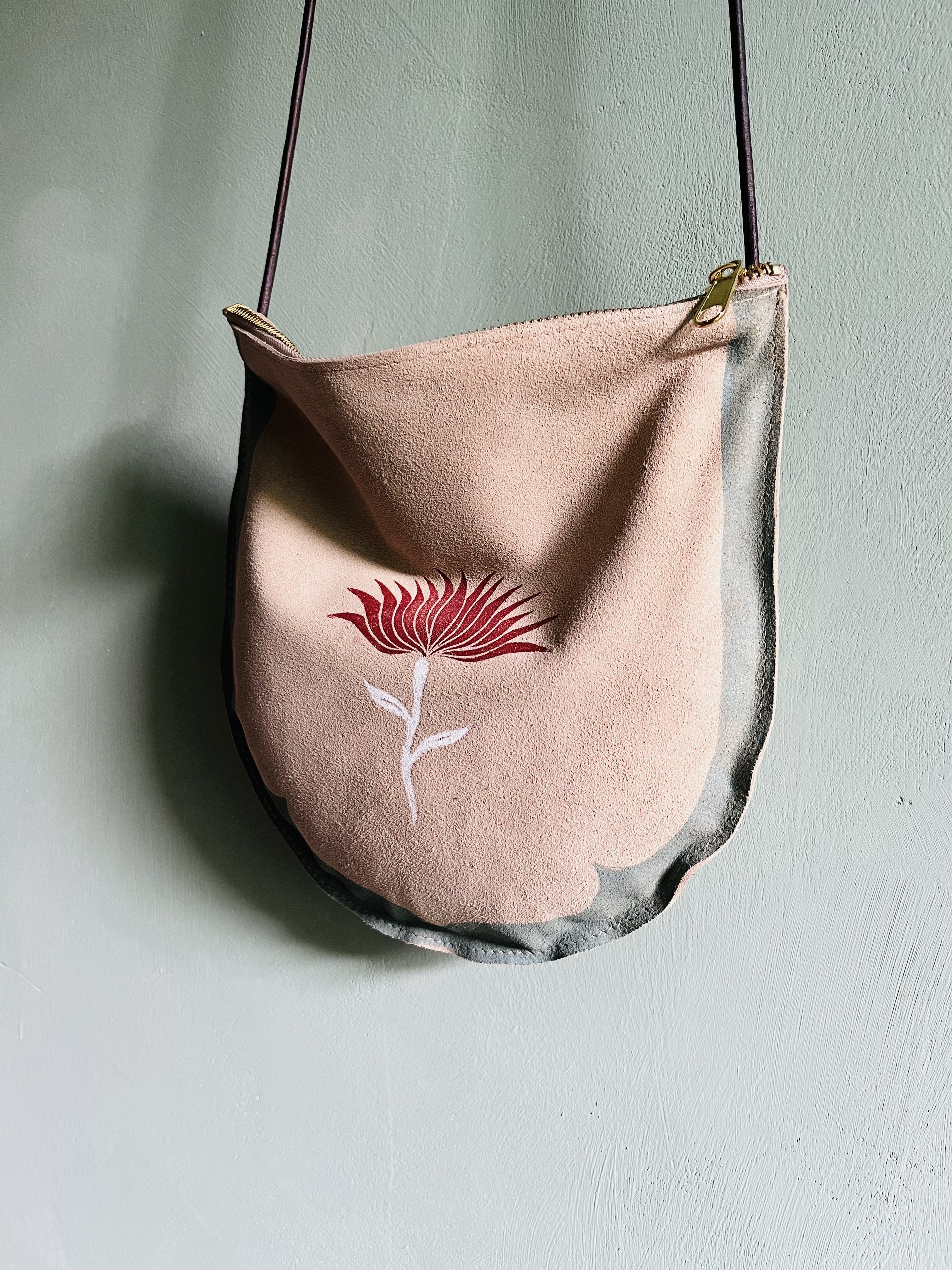 Medium Crossbody Bag - Block Printed deadstock Leather