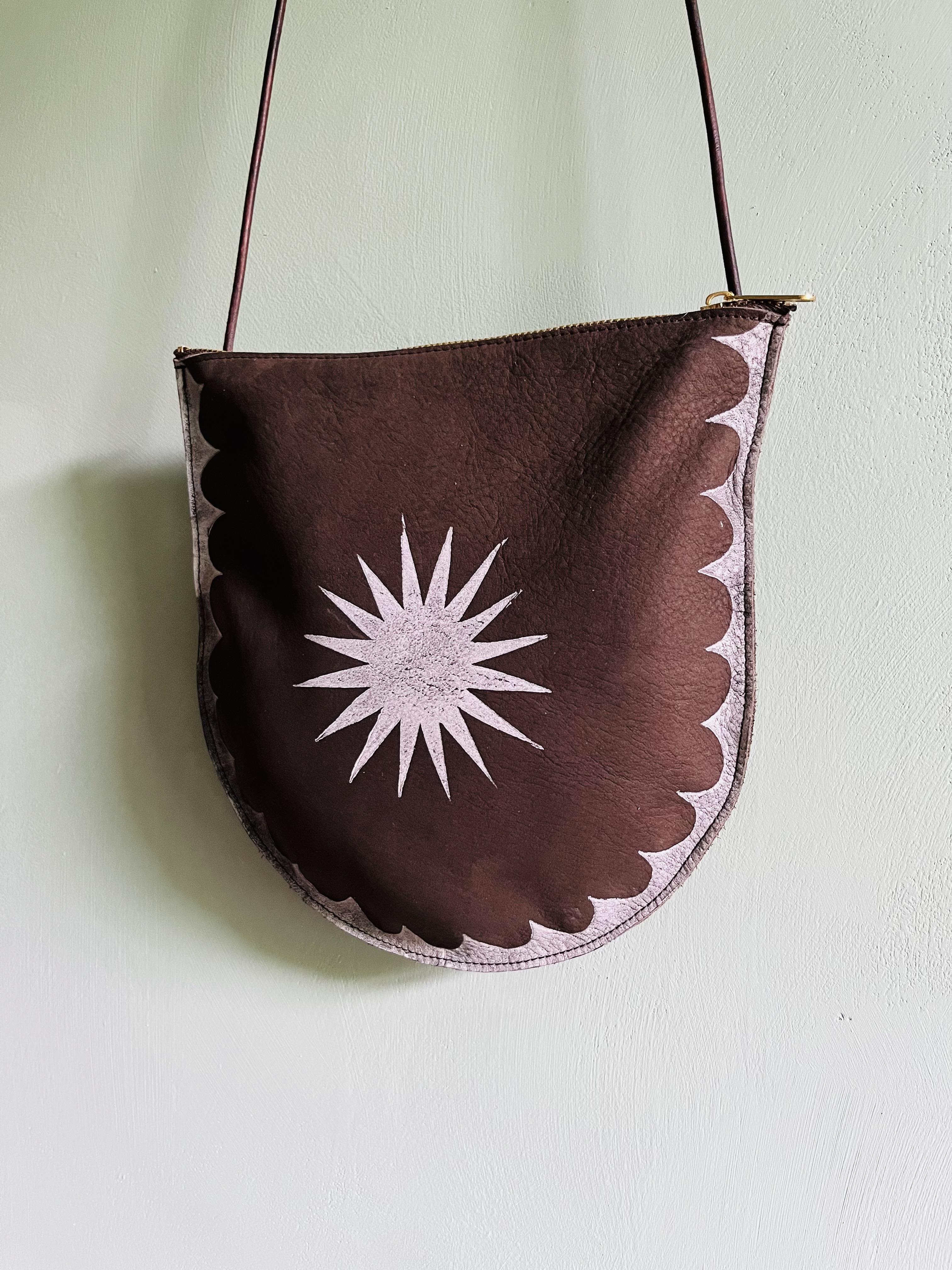Medium Crossbody Bag - Block Printed deadstock Leather