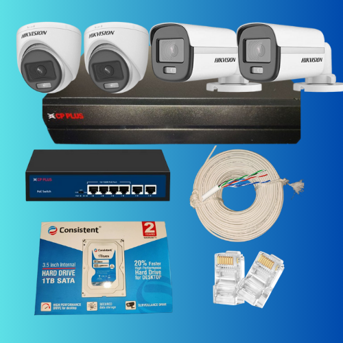 4CH HIKVISION OR CP PLUS Combo Setup