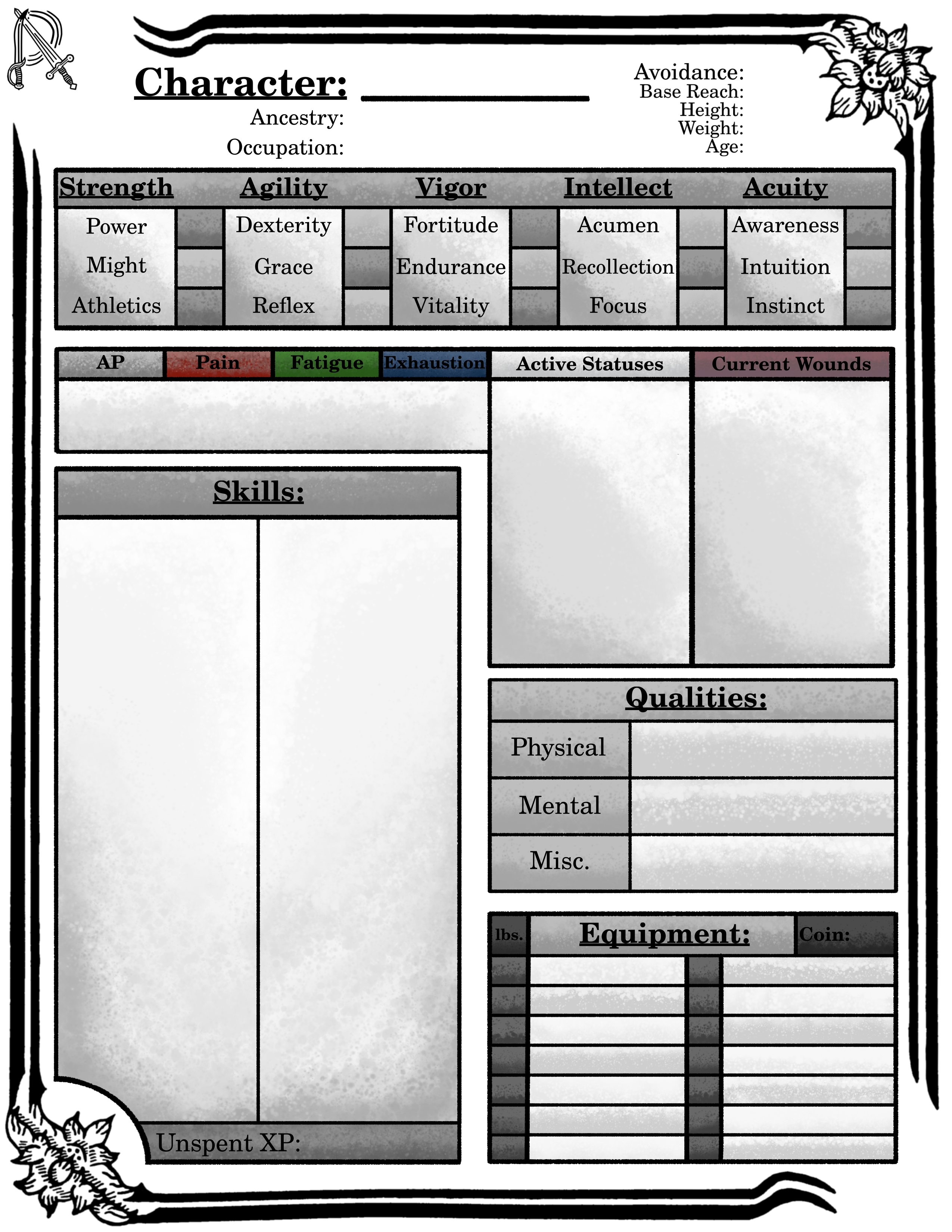 Character Sheet - Alpha