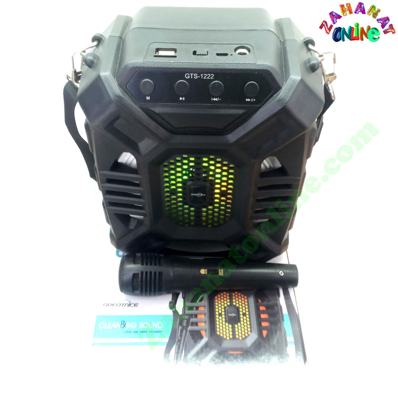 Rechargeable Wireless Bluetooth Speaker with Wired Mic – 6.5" RGB Loudspeaker