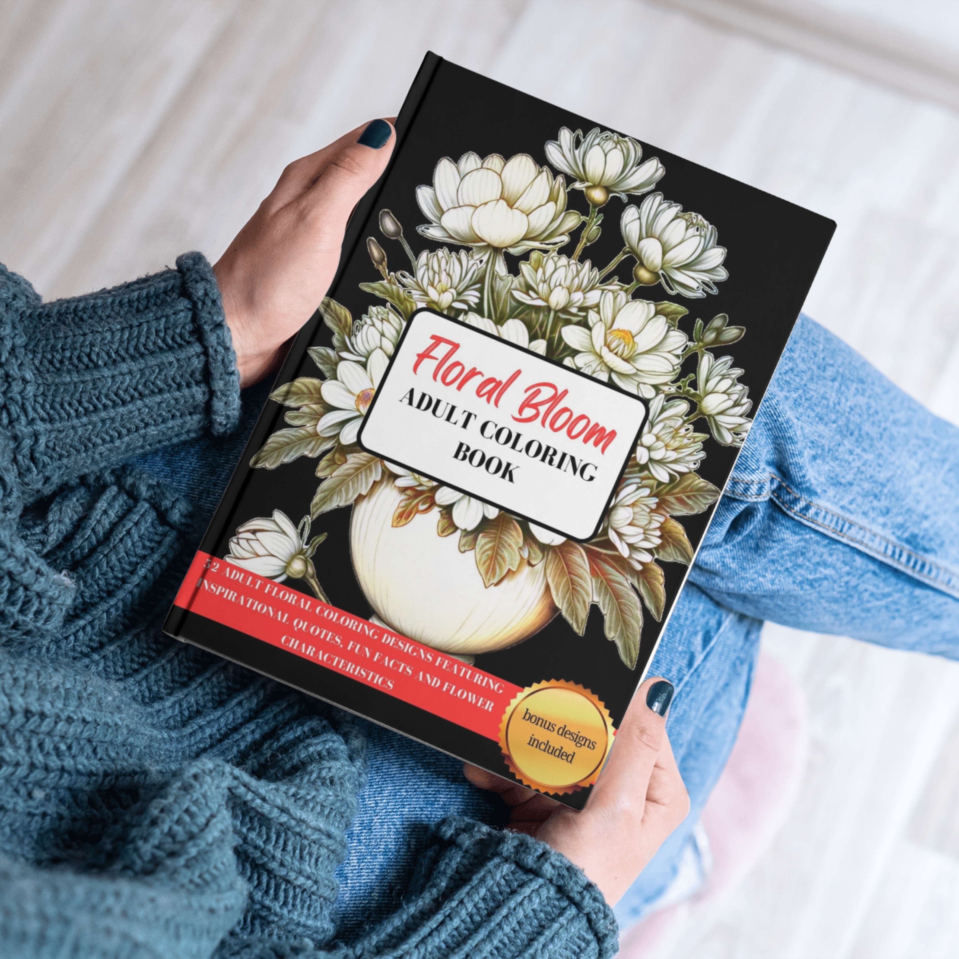 Stress Relief Floral Bloom Adult Coloring Book