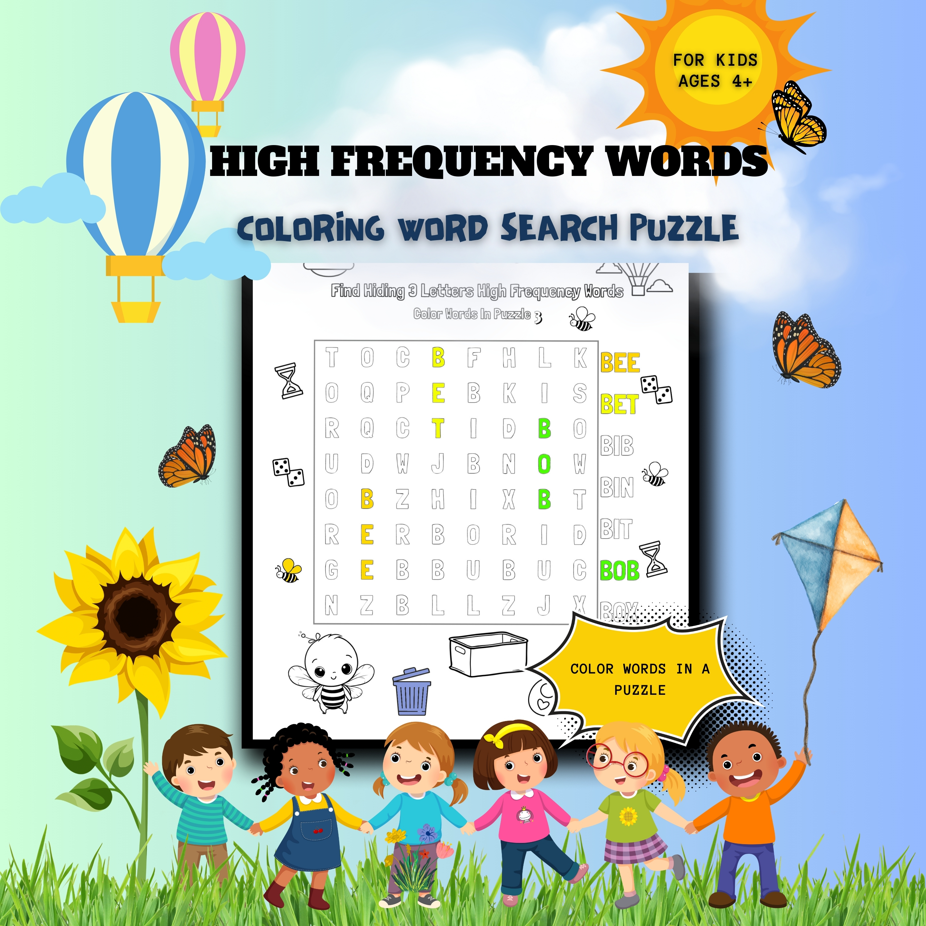 High Frequency Words Coloring Word Search Puzzle
