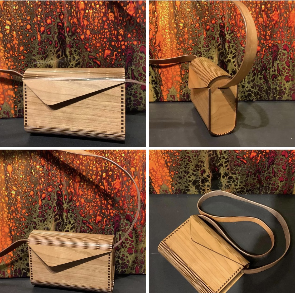 Handcrafted Wooden Shoulder Bag