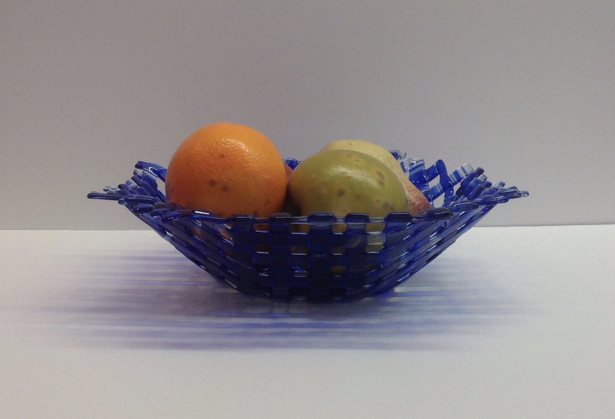 Sapphire Grid Glass Lattice Bowl
