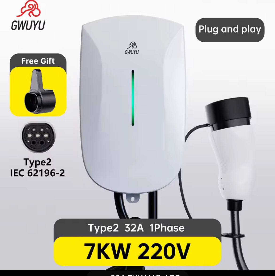 Carregador Veicular Elétrico GWUYU 7.6kW