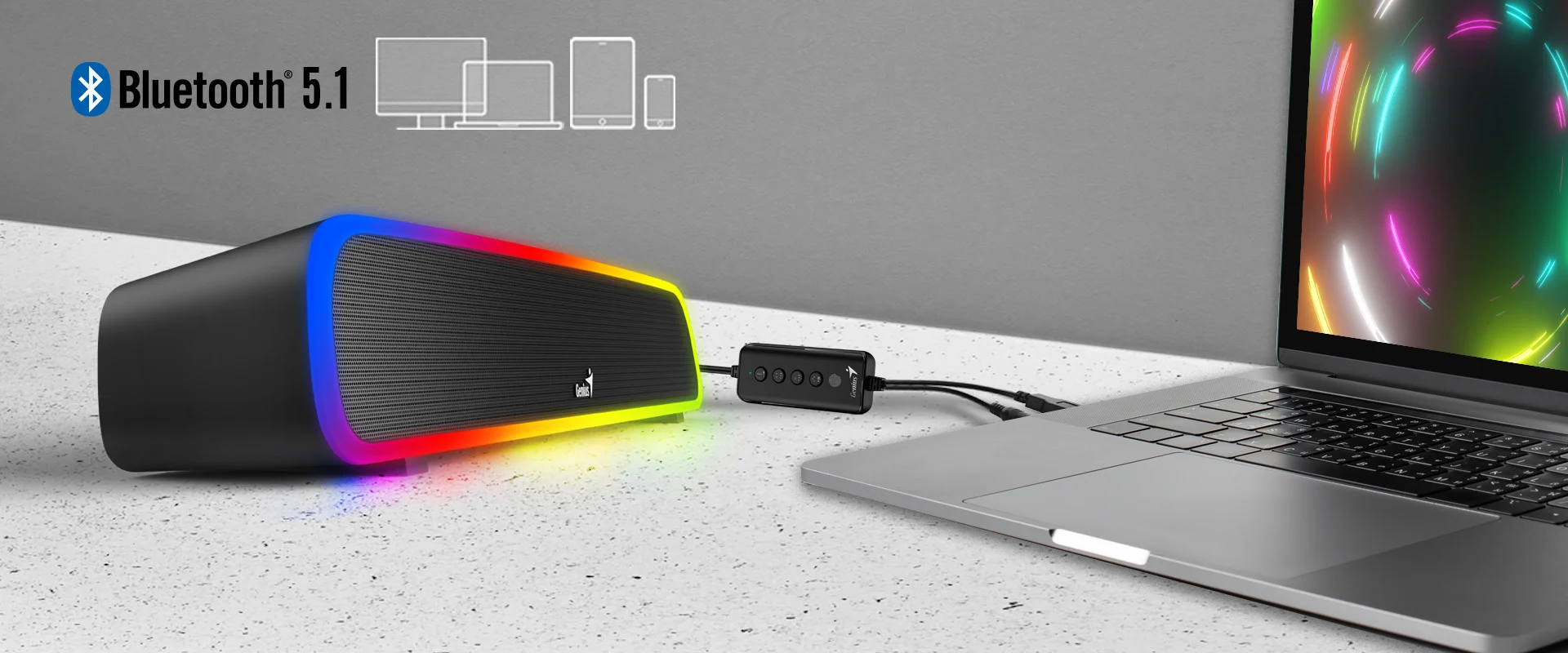 Parlante Bluetooth con luces LED RGB - Genius